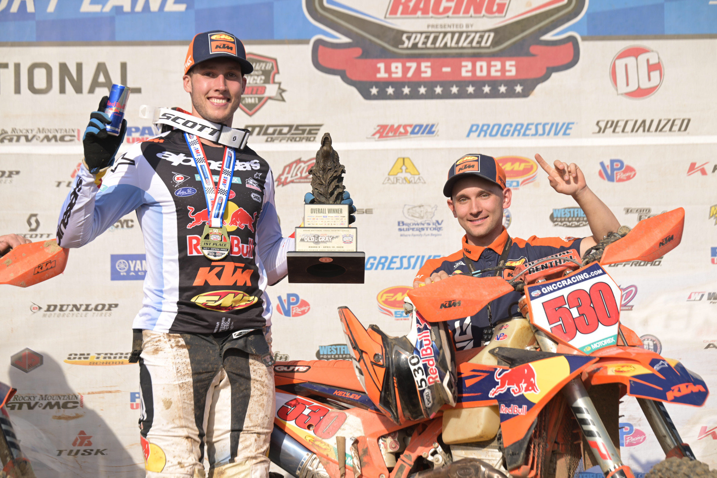 Ben Kelley on the podium. After years of setbacks with big injuries (leg, hip) the New Englander is back to his old GNCC Championship form. On the other end for the FMF KTM Factory Off-Road team, defending GNCC Champion Johnny Girroir was unable to compete due to a concussion.