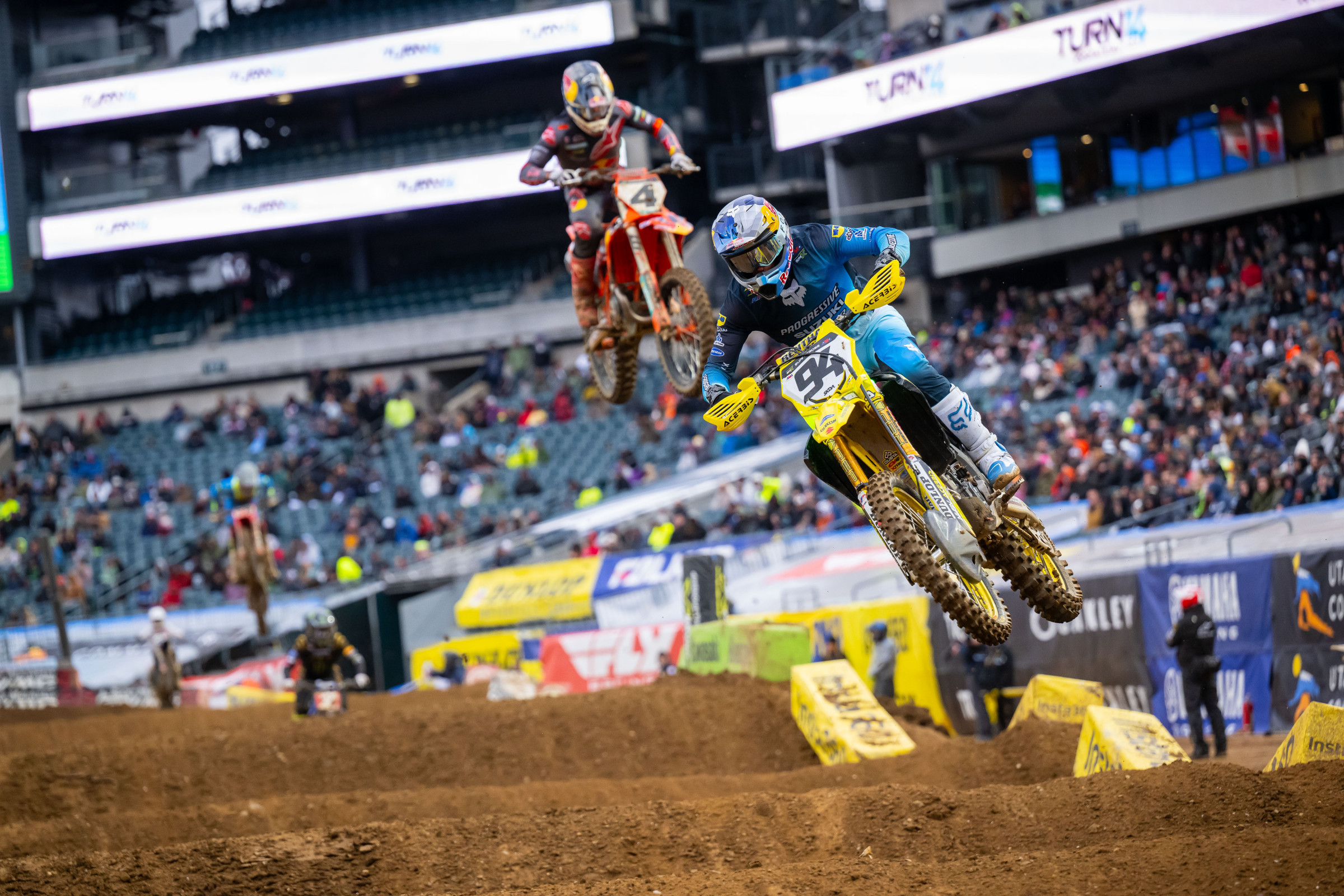 Roczen led laps again in Philadelphia. One wonders how the race would have looked if he wasn't nursing injuries.