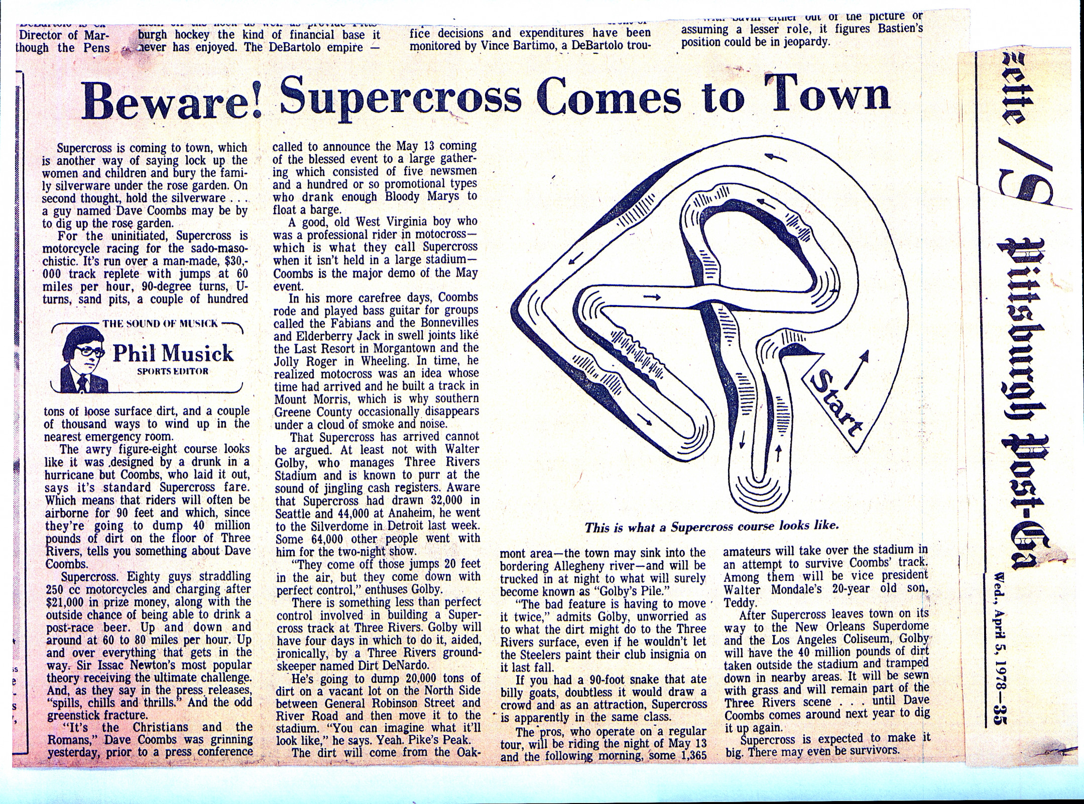 At the bottom, you can read all of Musick’s tongue-in-cheek column about supercross coming to town.