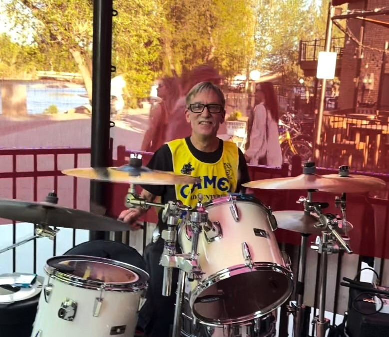 Ted Boyko on drums at the Yamaha Blu Cru party Friday night