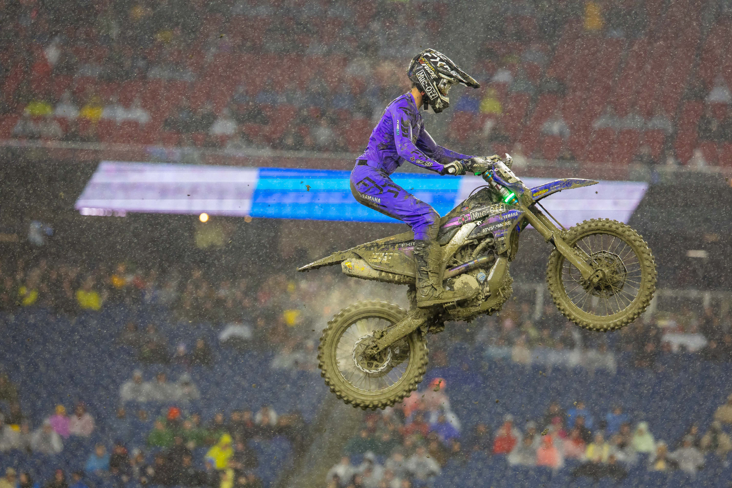 Vohland holeshot and dominated his heat race in the Foxborough SX mud but scored 18th in the main event.