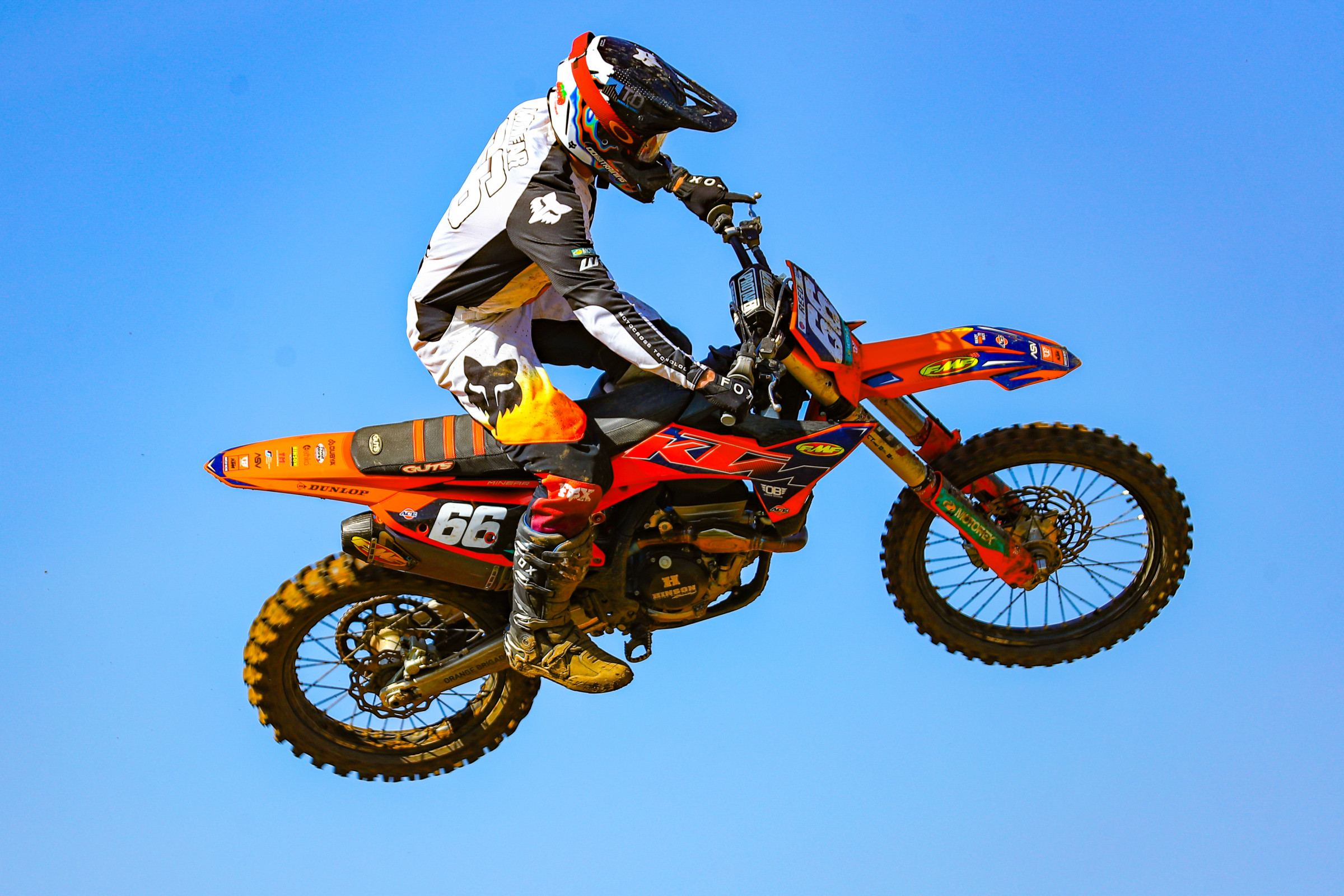 Kayden Minear at the 2024 Ironman MX Sports Pro Racing Scouting Moto Combine, while riding a KTM. He turned a lot of heads that day with a huge moto one win!