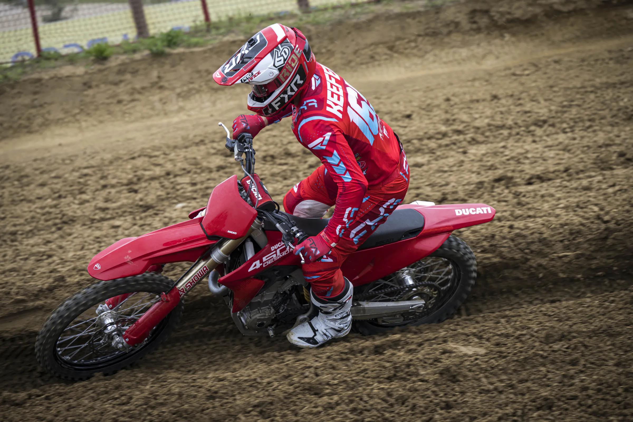 Keefer on the Ducati Desmo450 MX.