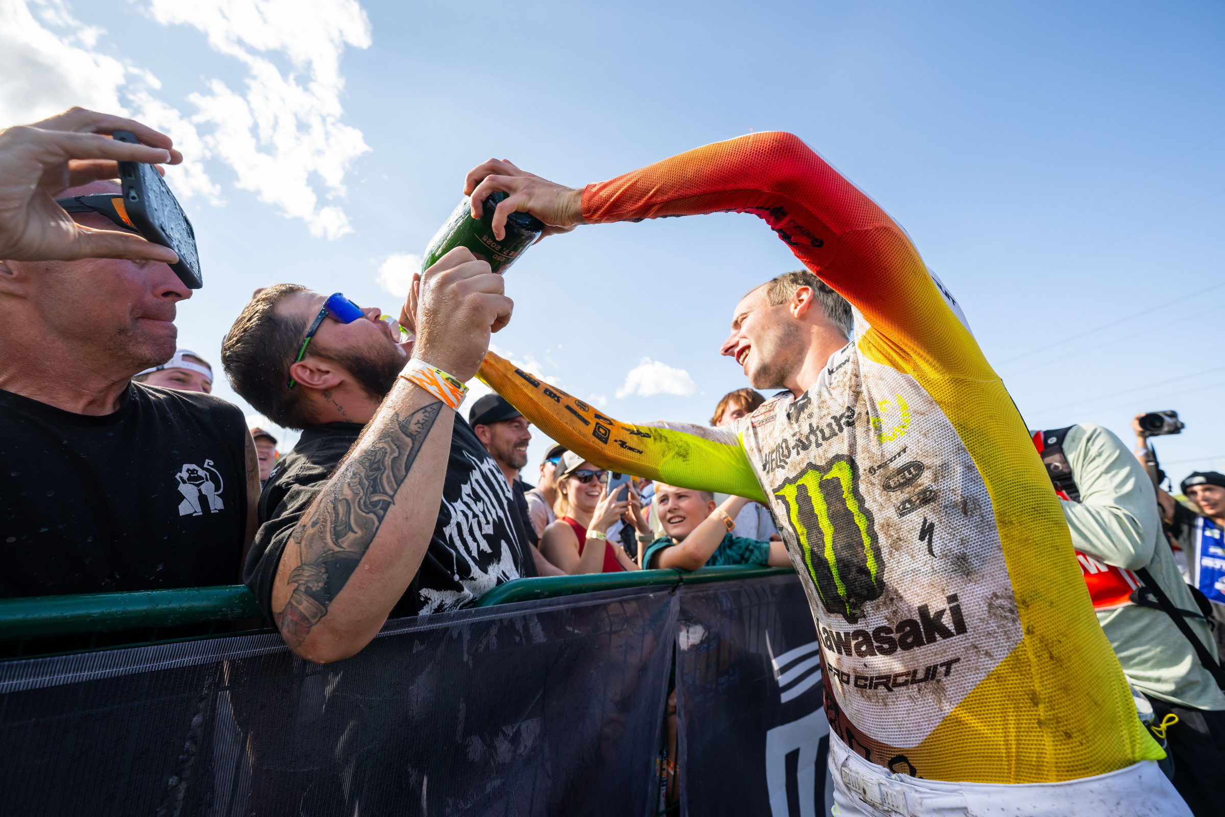 Who doesn't love a little celebratory podium champagne?