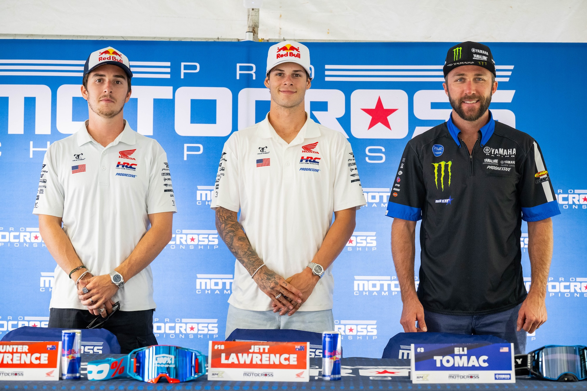 The 450 Class overall podium. There was no podium celebration for the trio due to the red flag and early end to the race day.