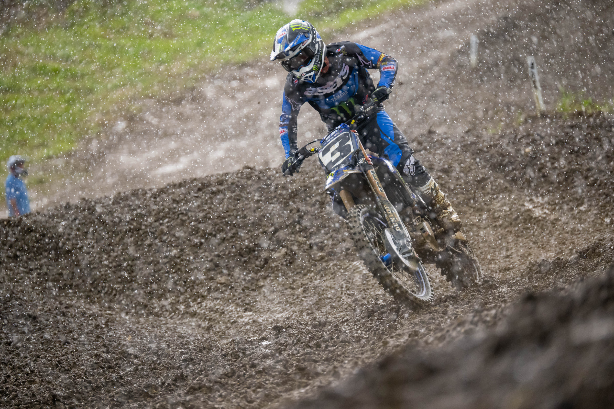 Tomac en route to a moto two win at High Point.