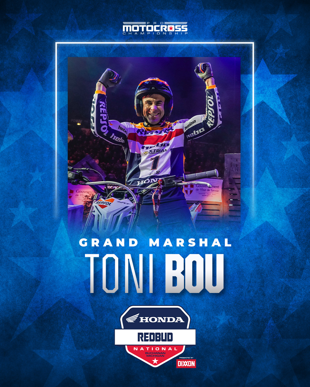 Honda's Toni Bau, 2025 RedBud National Grand Marshal