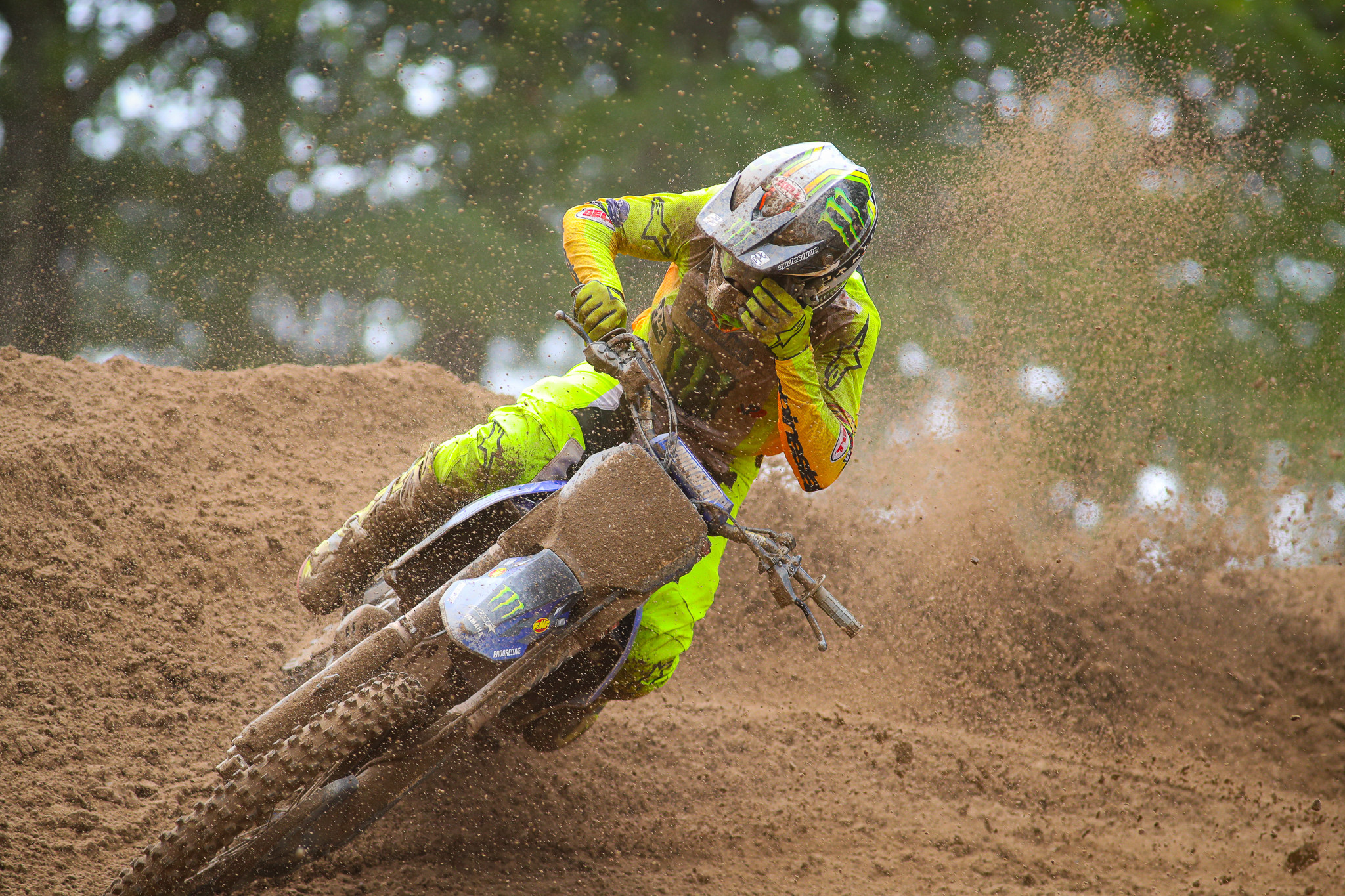 Tomac was using a lot of tear offs behind Prado in the first moto, so he backed it off some to get clear vision.