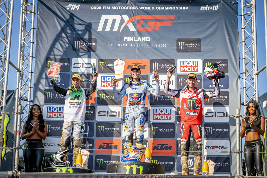 The MXGP podium in Finland.