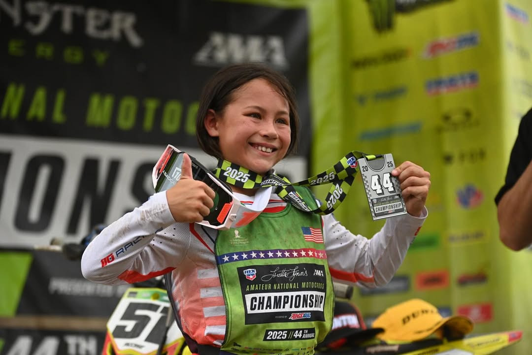 Yumena Berning after her second-place finish in 65cc (7-9) Limited.