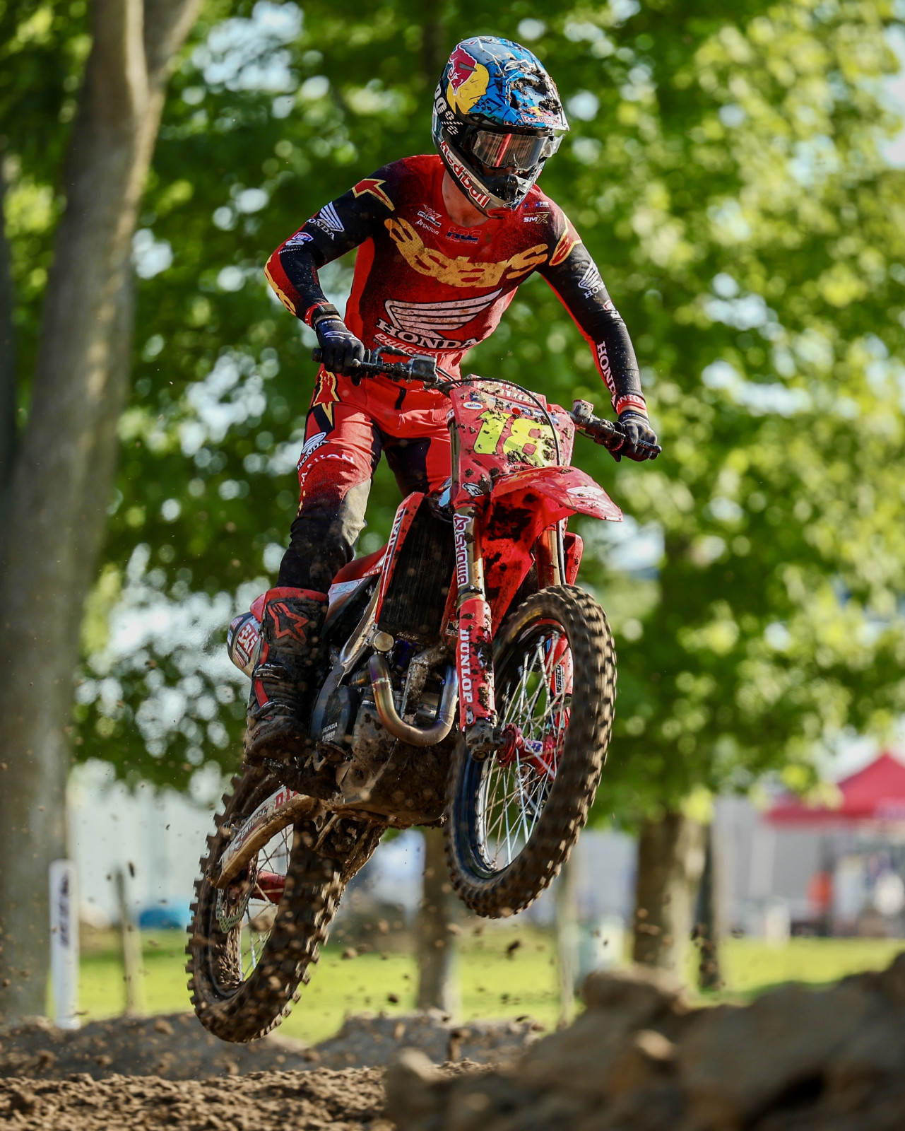 Jett Lawrence jumping around at Ironman Raceway.