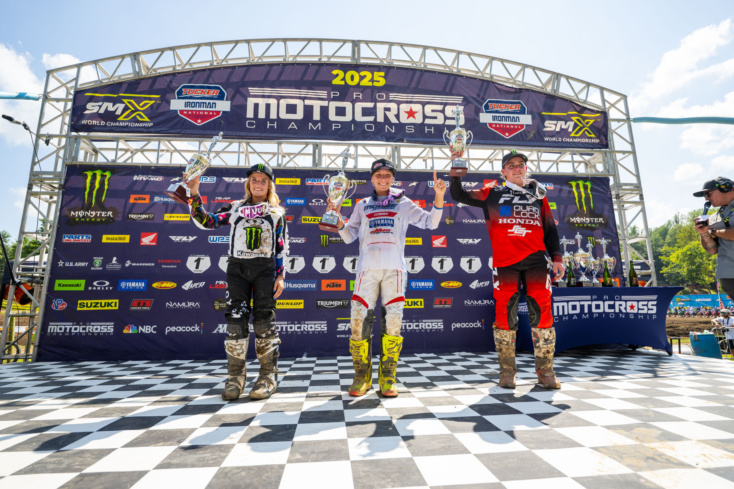 Left to right: Kyleigh Stallings (Kawasaki), Lachlan Turner (Yamaha), and Charli Cannon (Honda)