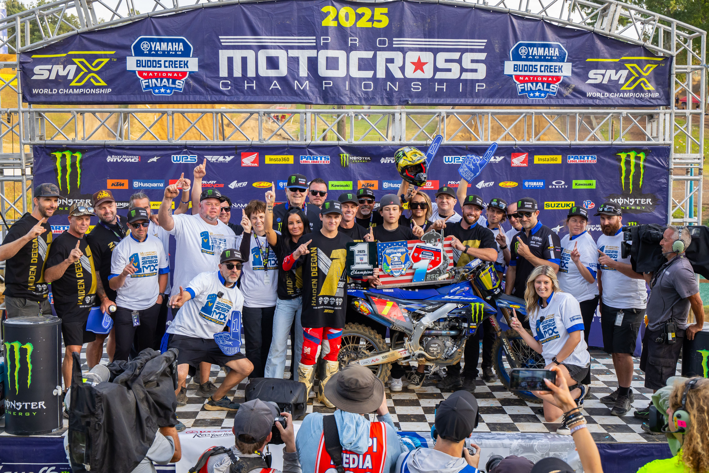 There were some words exchanged between the Deegan and Lawrence camps as they both tried to use the podium for photos Saturday after the race.