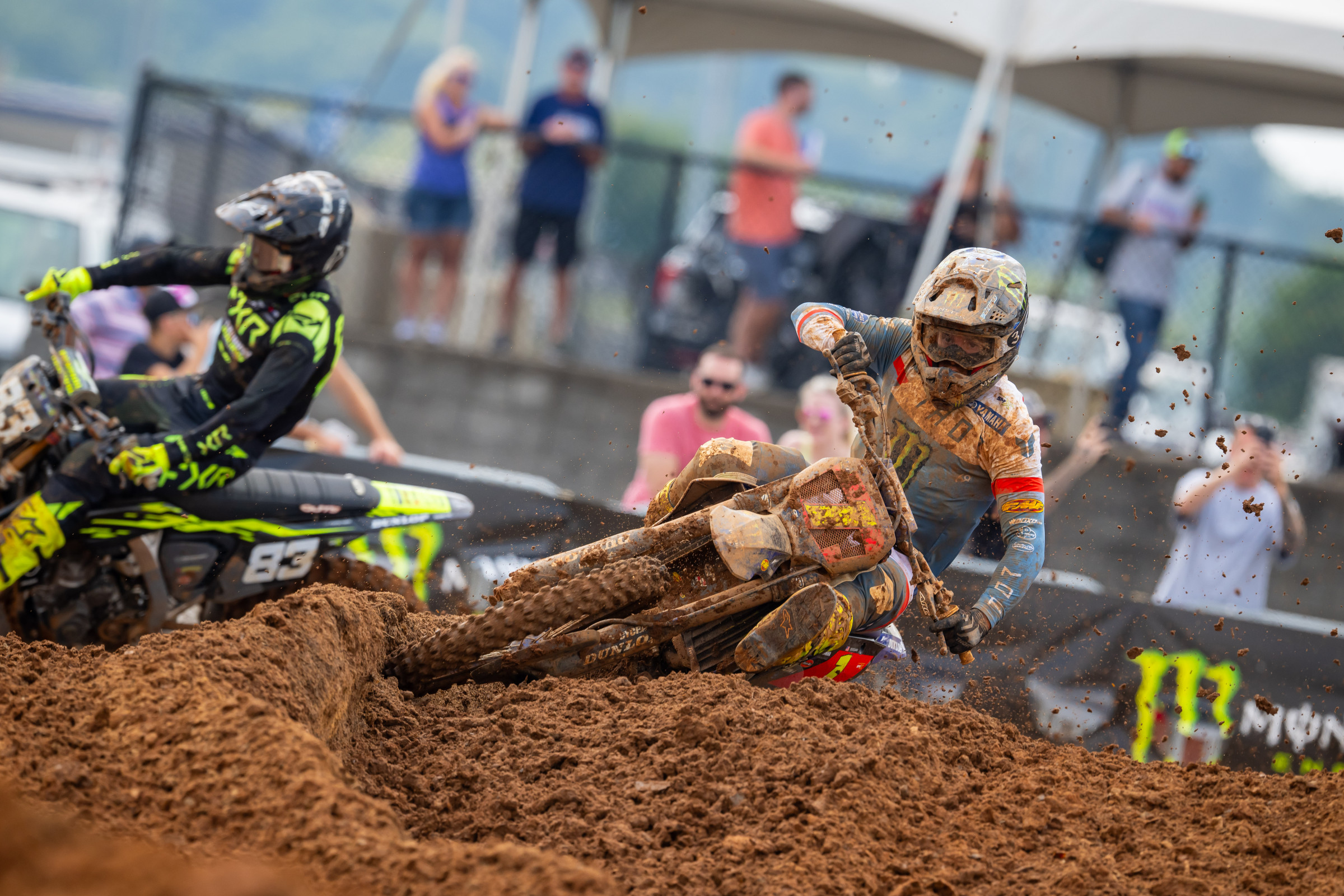 Haiden Deegan en route to the win at the opening round of the playoffs.