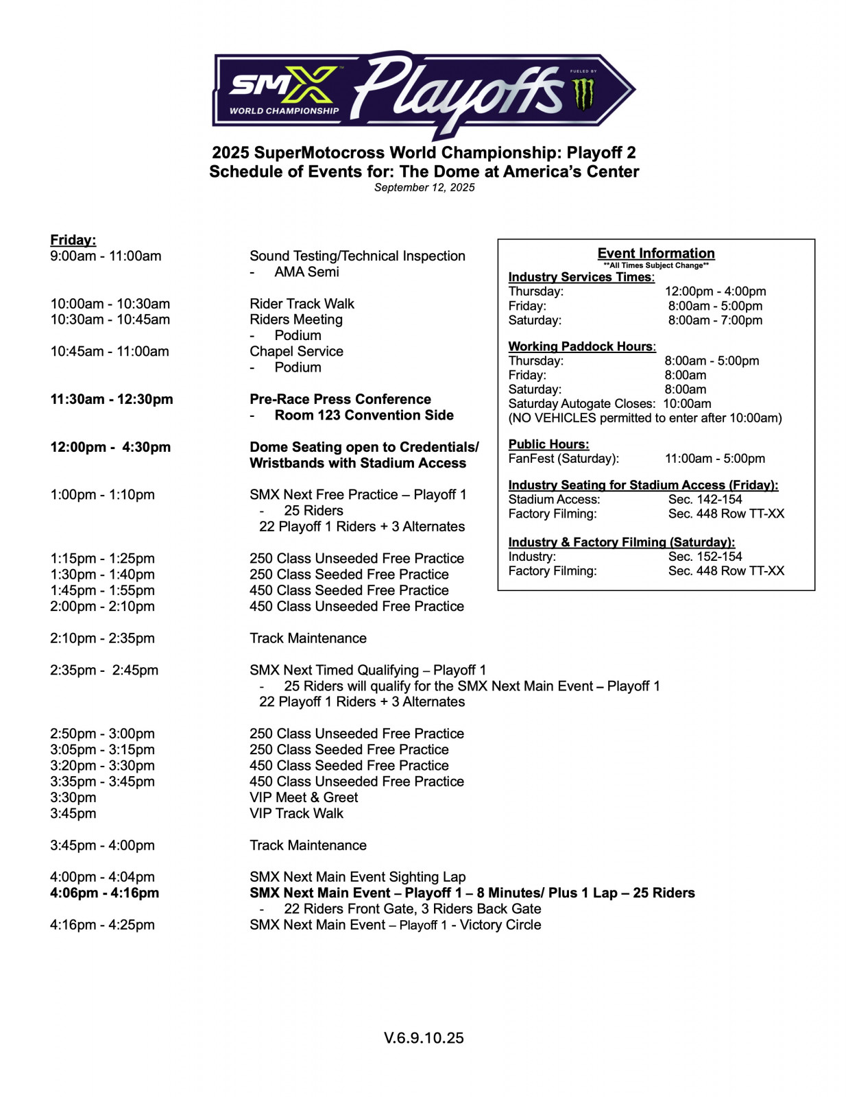 Friday Schedule
