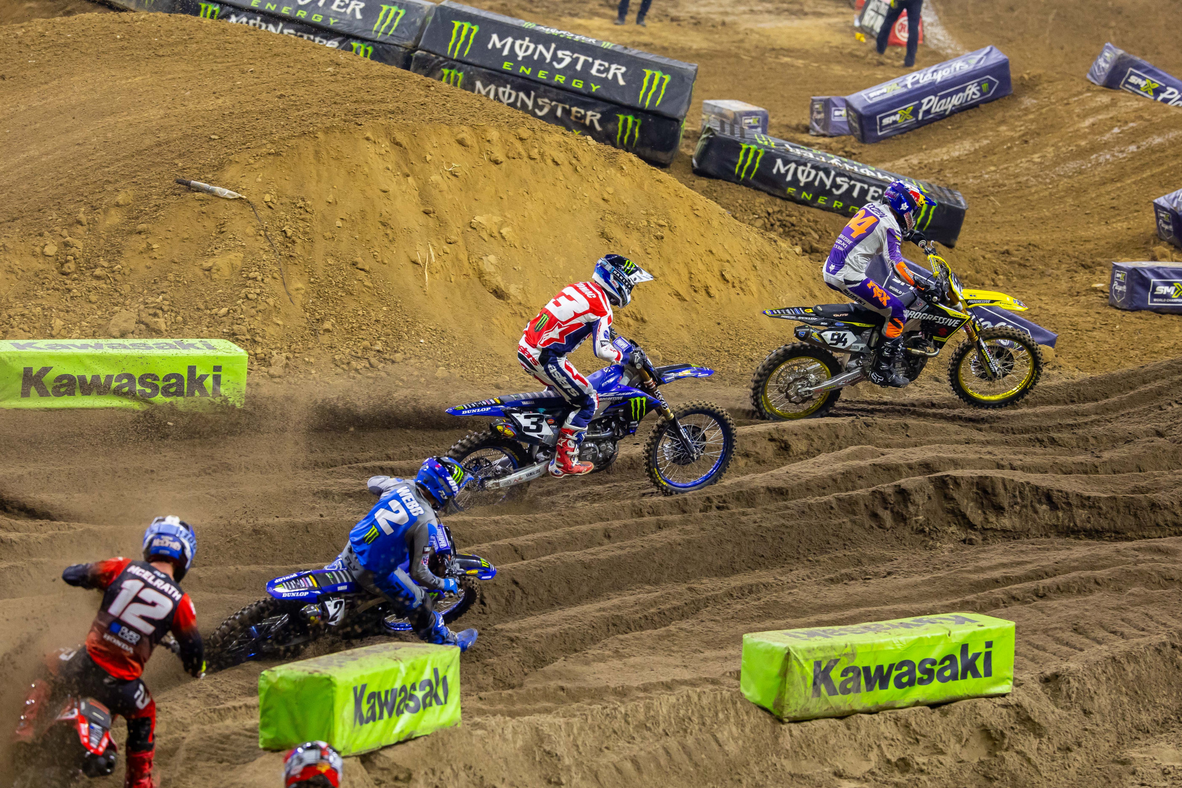 Eli Tomac actually started ahead of Ken Roczen in moto one, but Ken went around him in the sand to take over second. 