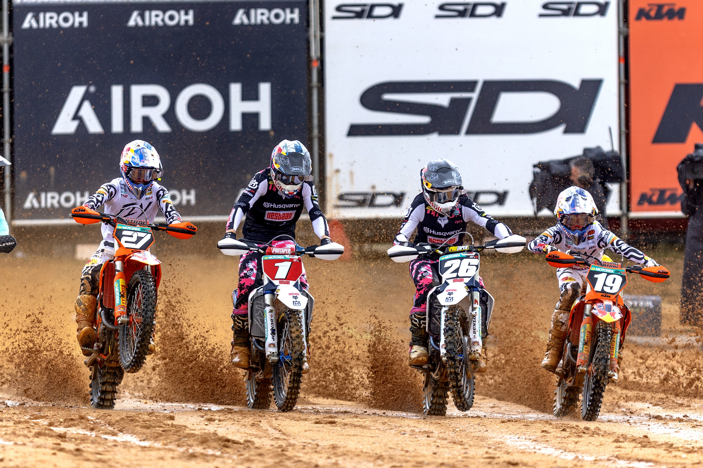 Simon Langenfelder (27) Kay de Wolf (1) Liam Everts (26) and Sasha Coenen at the MXGP of Portugal. 