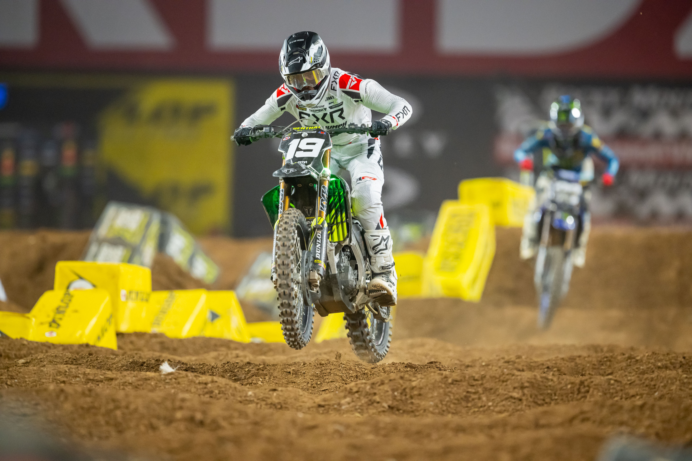 Smith at the 2025 Glendale SX, the night he earned the first Triumph AMA Supercross win.