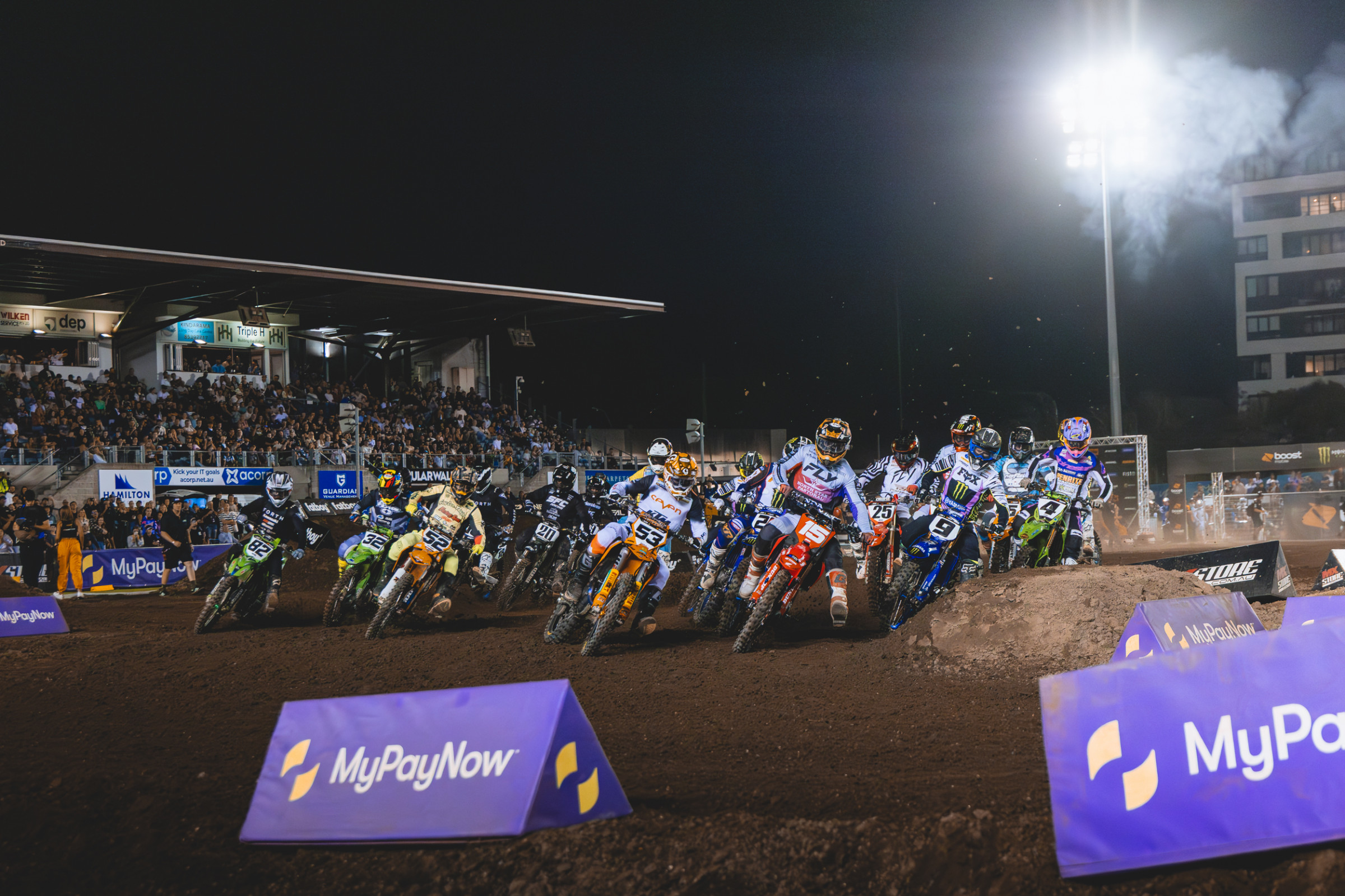 Dean Wilson fights for position to start the race.