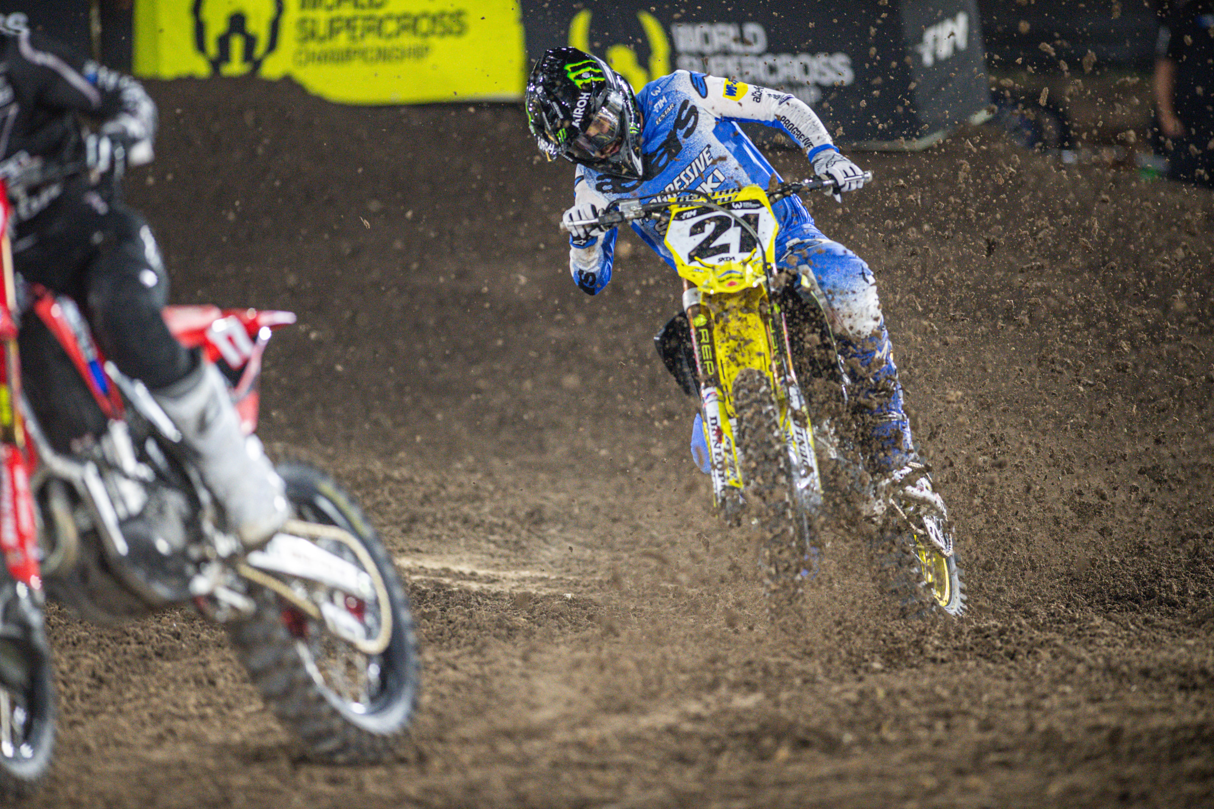 Jason Anderson might be the title favorite for WSX this year (if Roczen doesn't compete in all the races) but he struggled in his debut with PMG Suzuki. Joey Savatgy (just in front of Anderson in this pic) is always a contender, as well. A bad final race hurt Savatgy's podium chances.