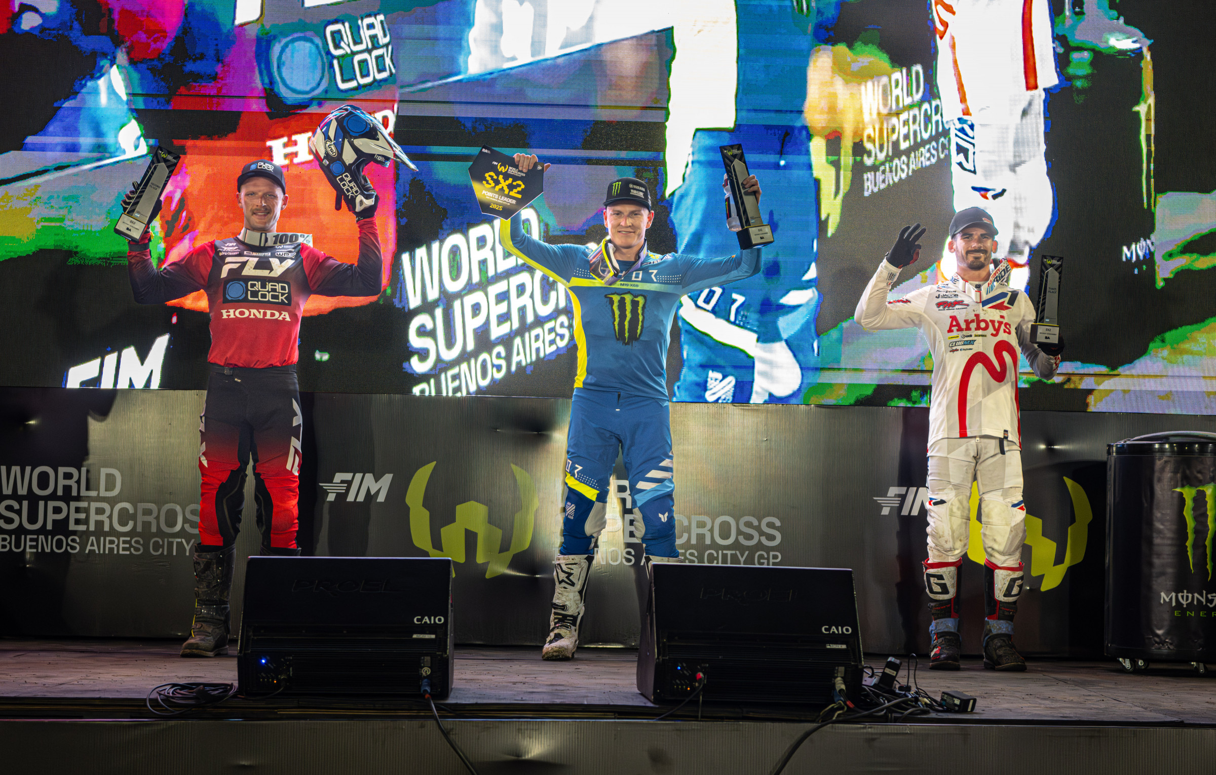 SX2 podium: Max Anstie, Shane McElrath, and Coty Schock