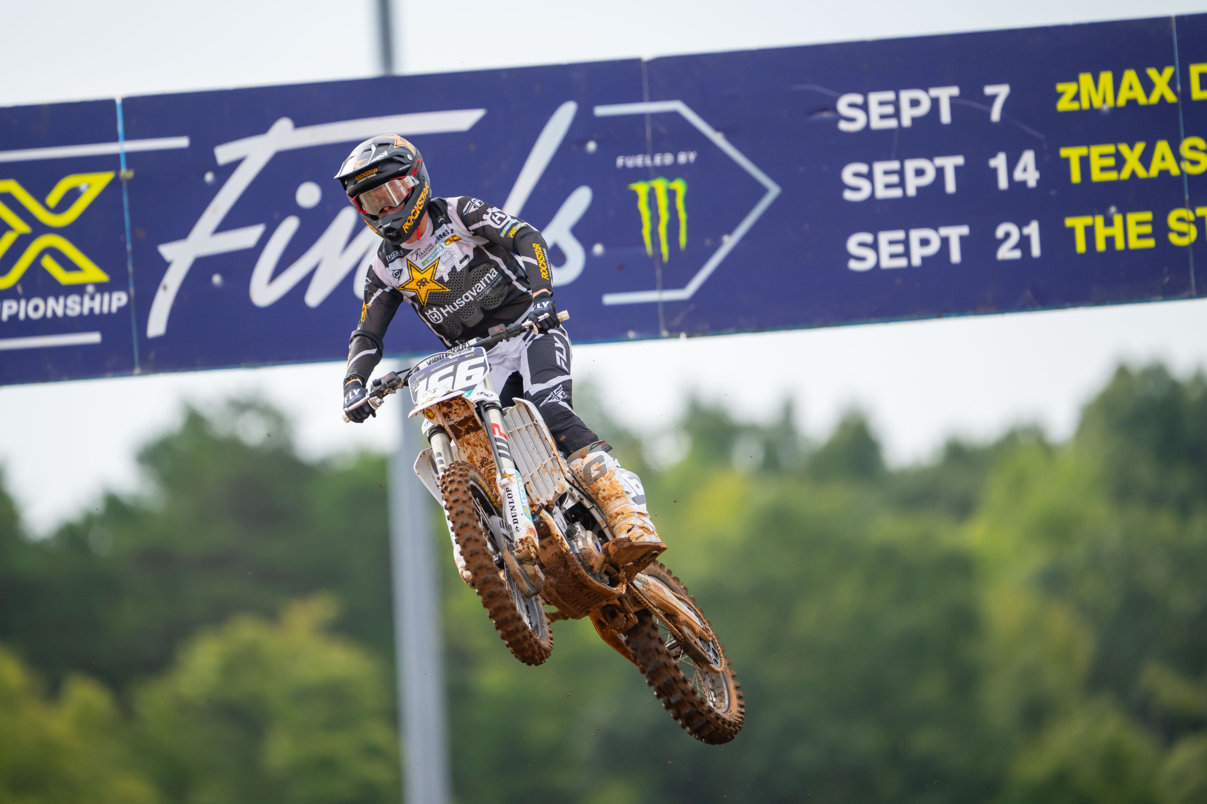 Cochran at the 2024 SMX Playoffs 1 round in North Carolina, on a Rockstar Energy Husqvarna FC 250.