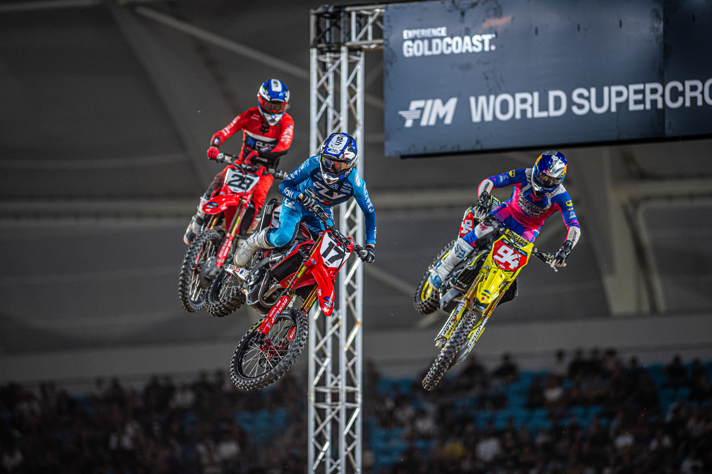 Christian Craig battling Joey Savatgy and Ken Roczen in Australia. 