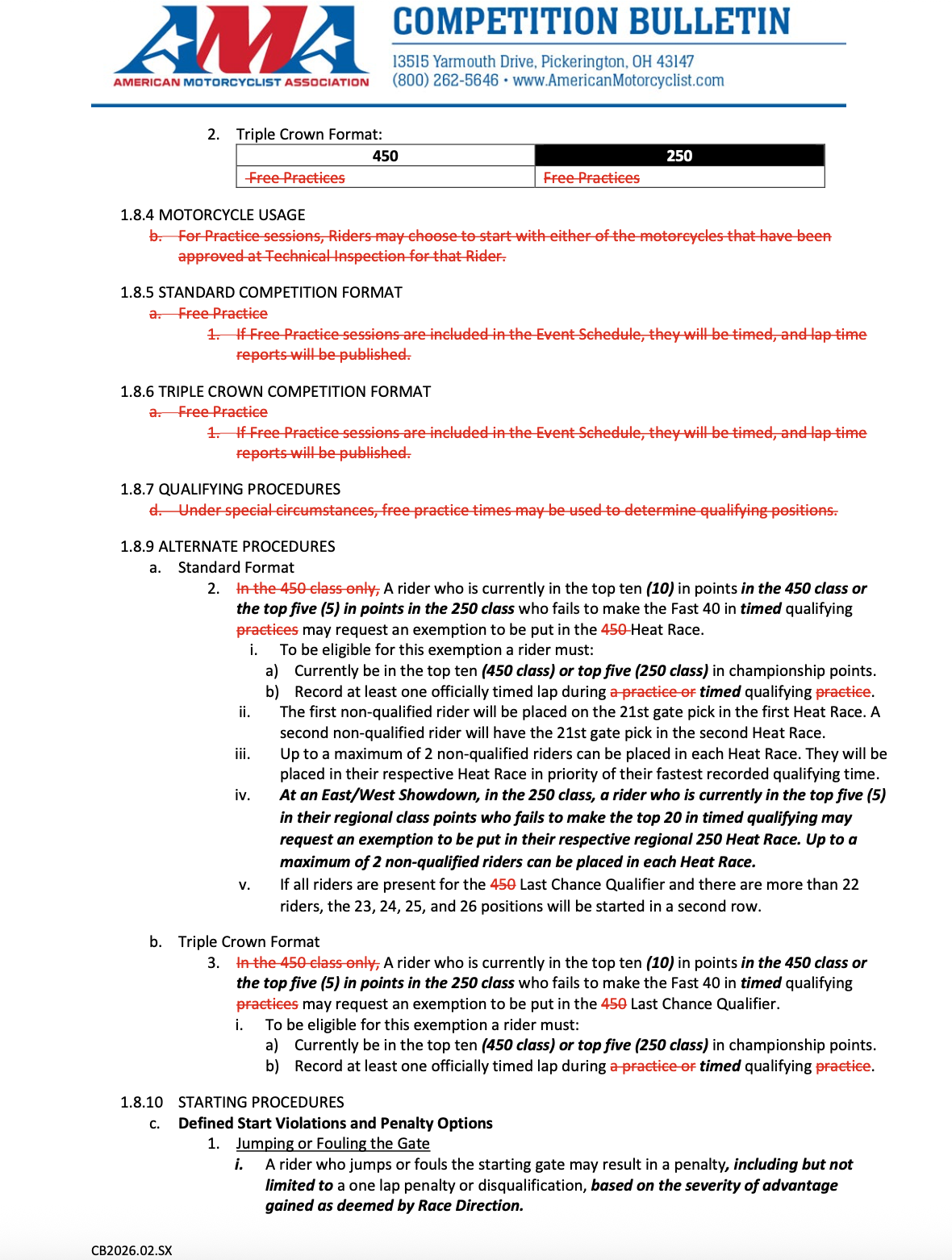 Updates to AMA Supercross Rulebook Posted, Including Red Flag Restart ...