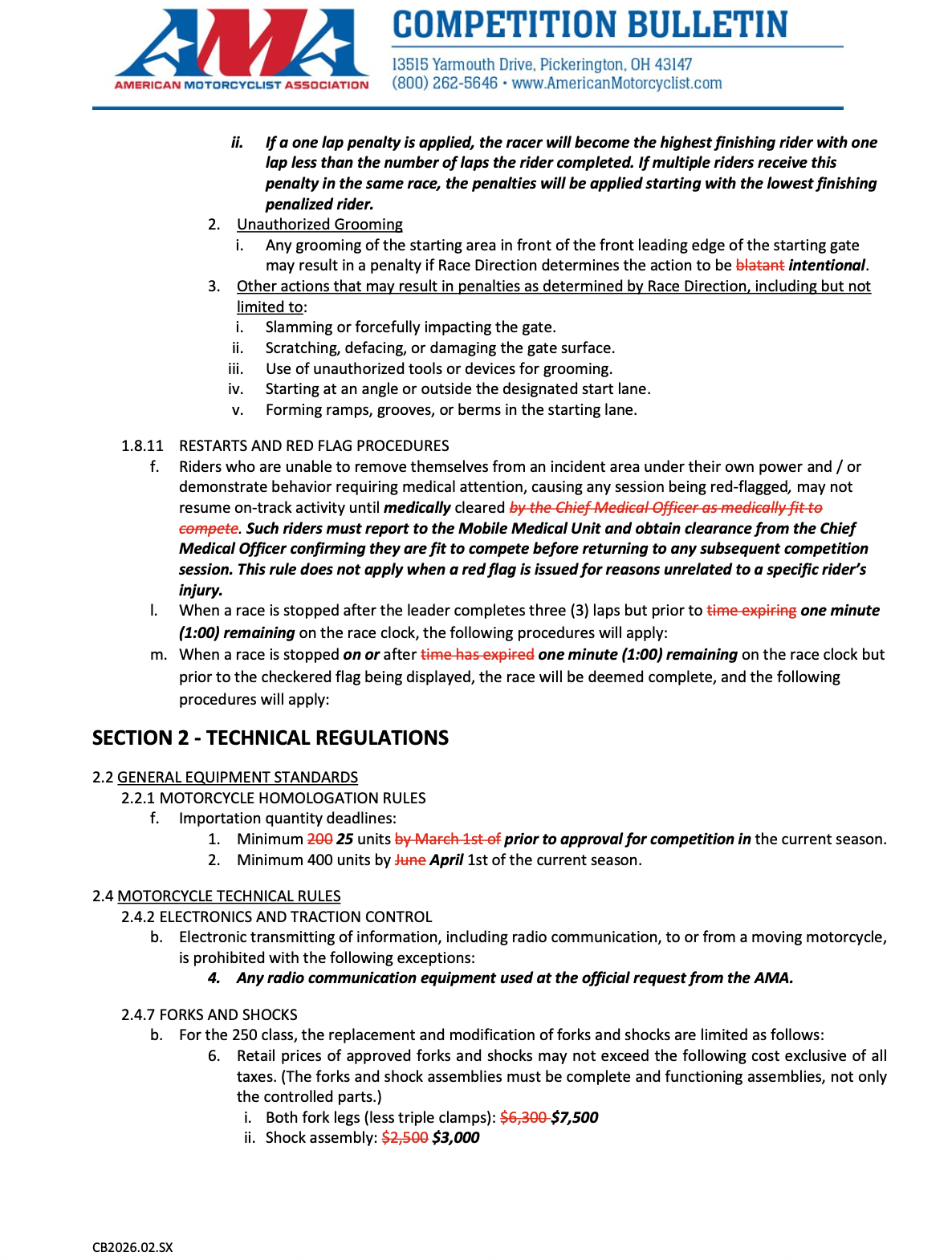 Updates to AMA Supercross Rulebook Posted, Including Red Flag Restart ...