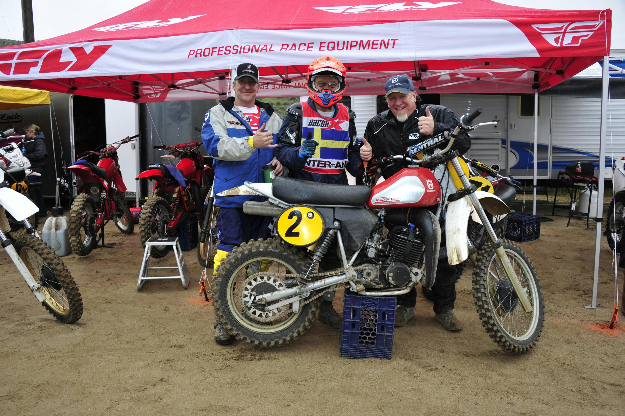 Lars Larsson with Boise Vintage Cycle's co-owners Terry Williams (left) and Curt Mastrude (right).