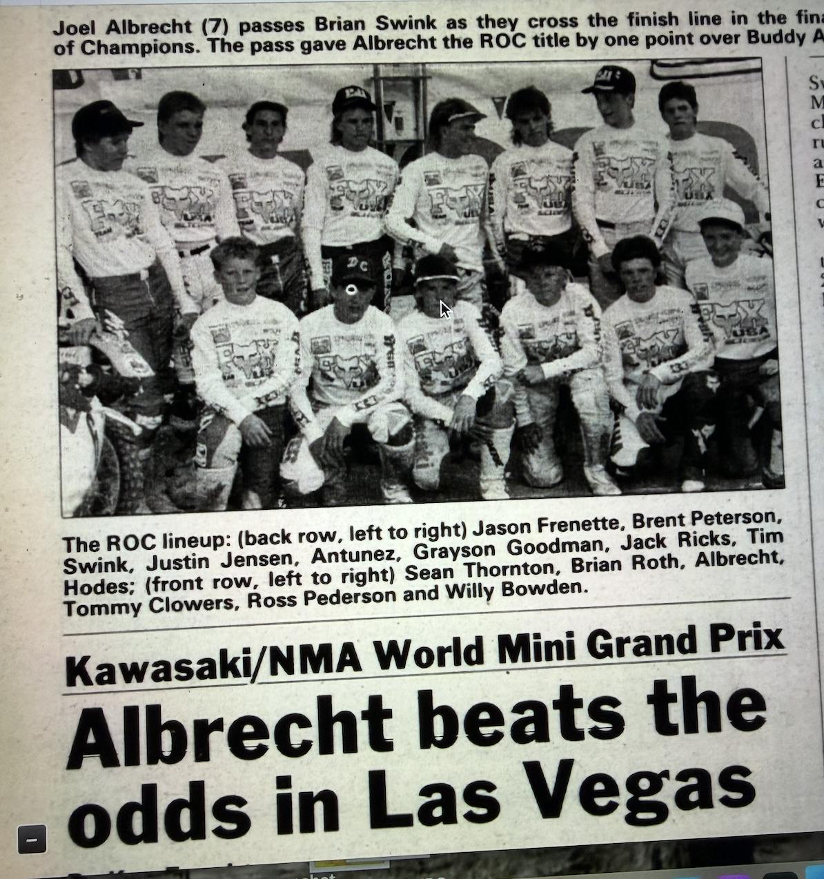 Jason Frenette at Kawasaki ROC in 1988.