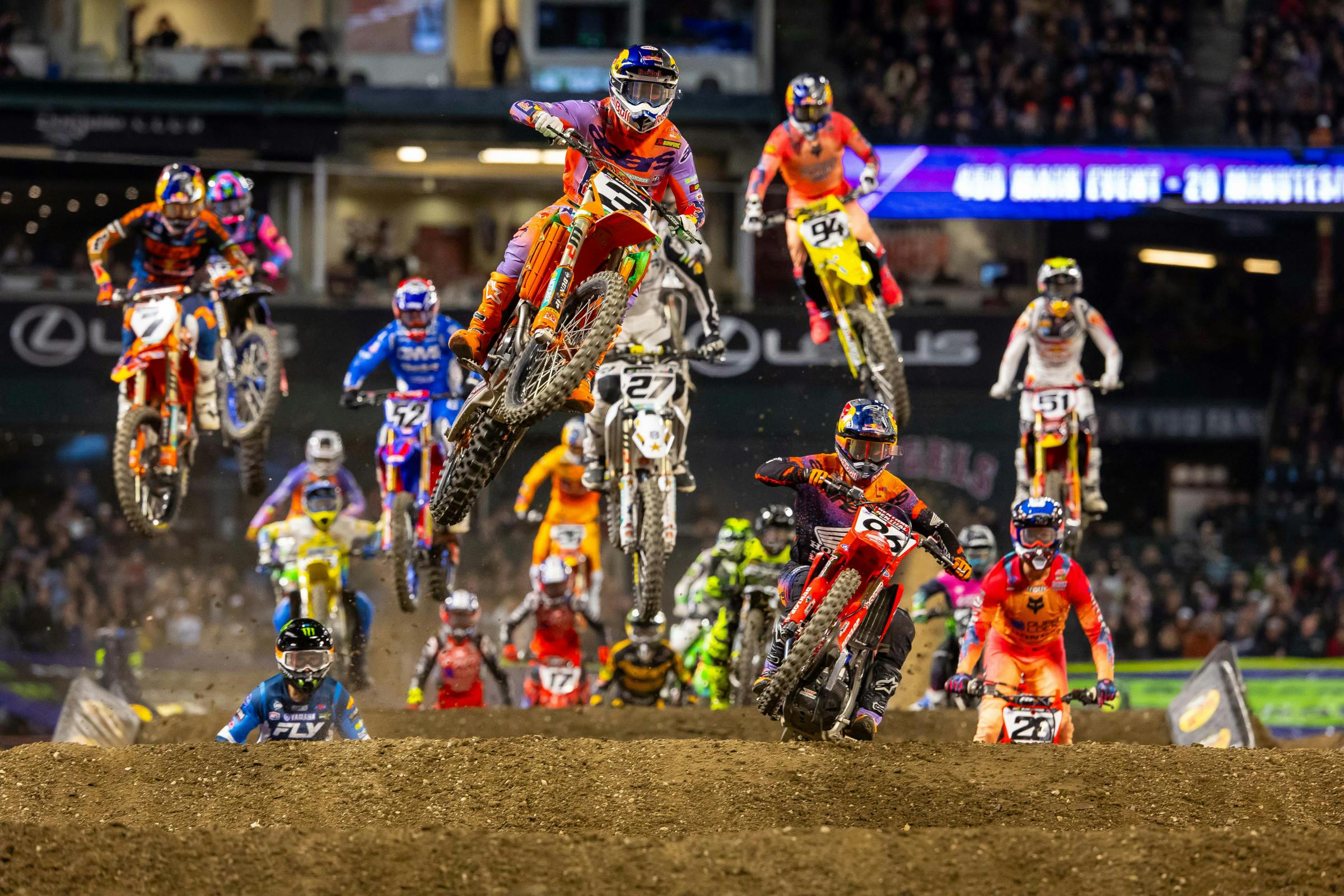 The opening laps of supercross are chaotic!