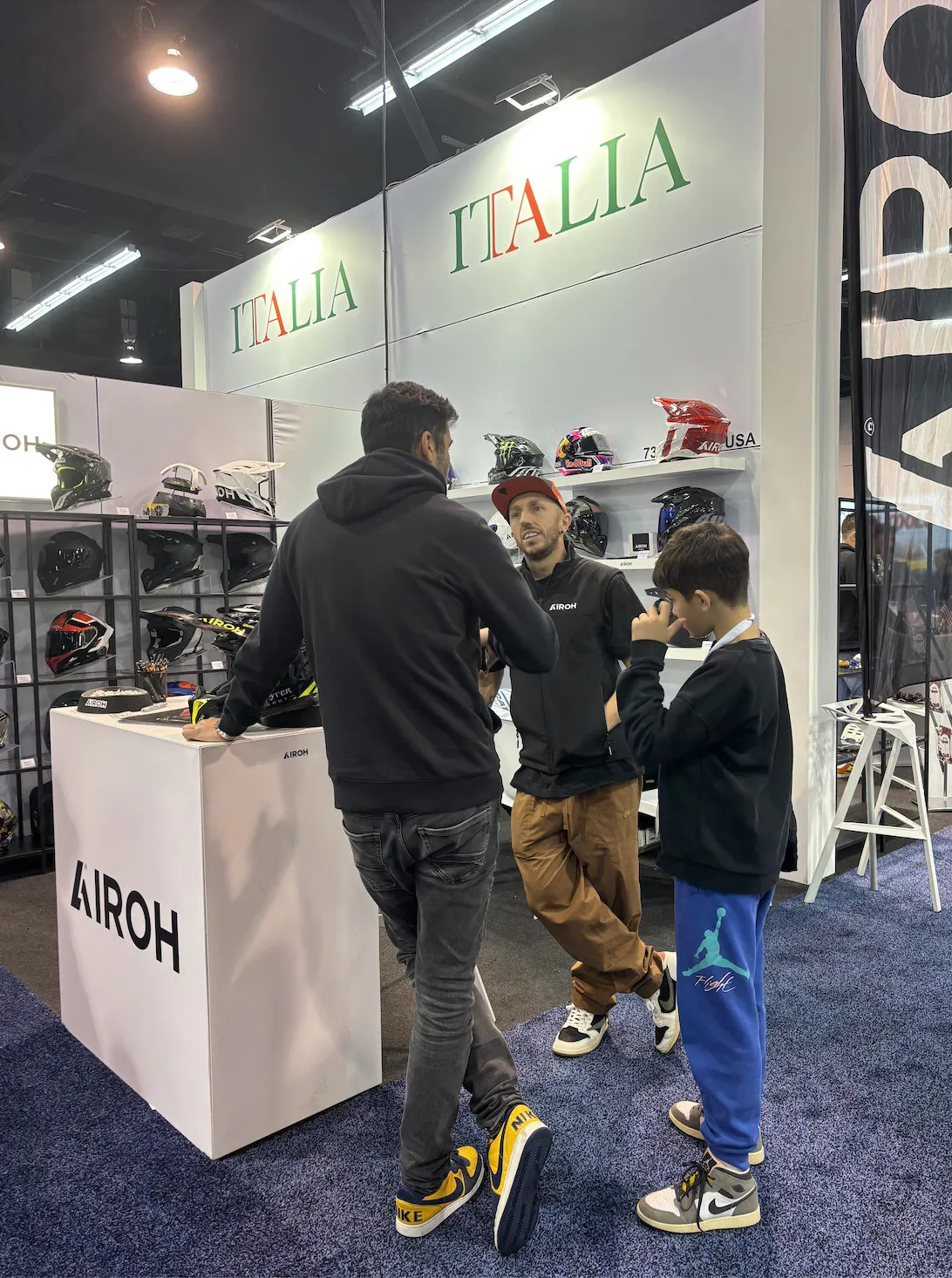 Antonio Cairoli working the Airoh booth at the AIMExpo.