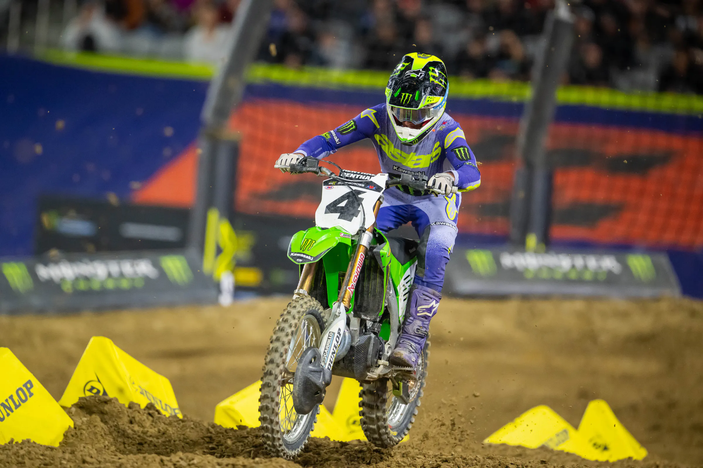 Chase Sexton came from dead last to fourth after hitting the gate.