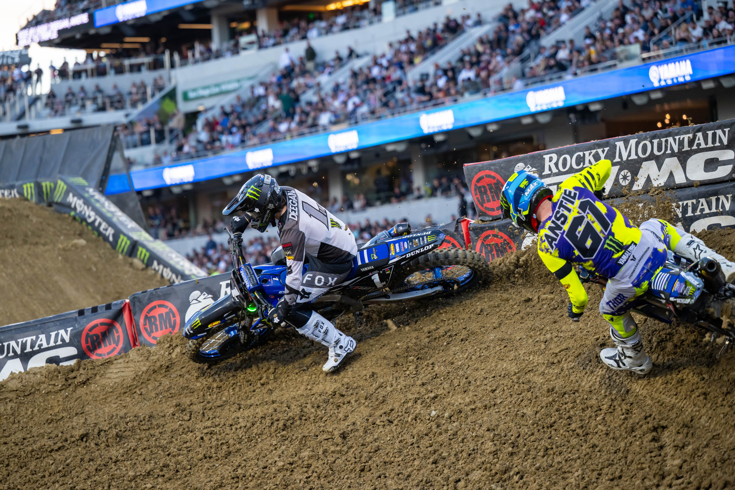Deegan was able to get around Anstie clean in the heat race.&nbsp;