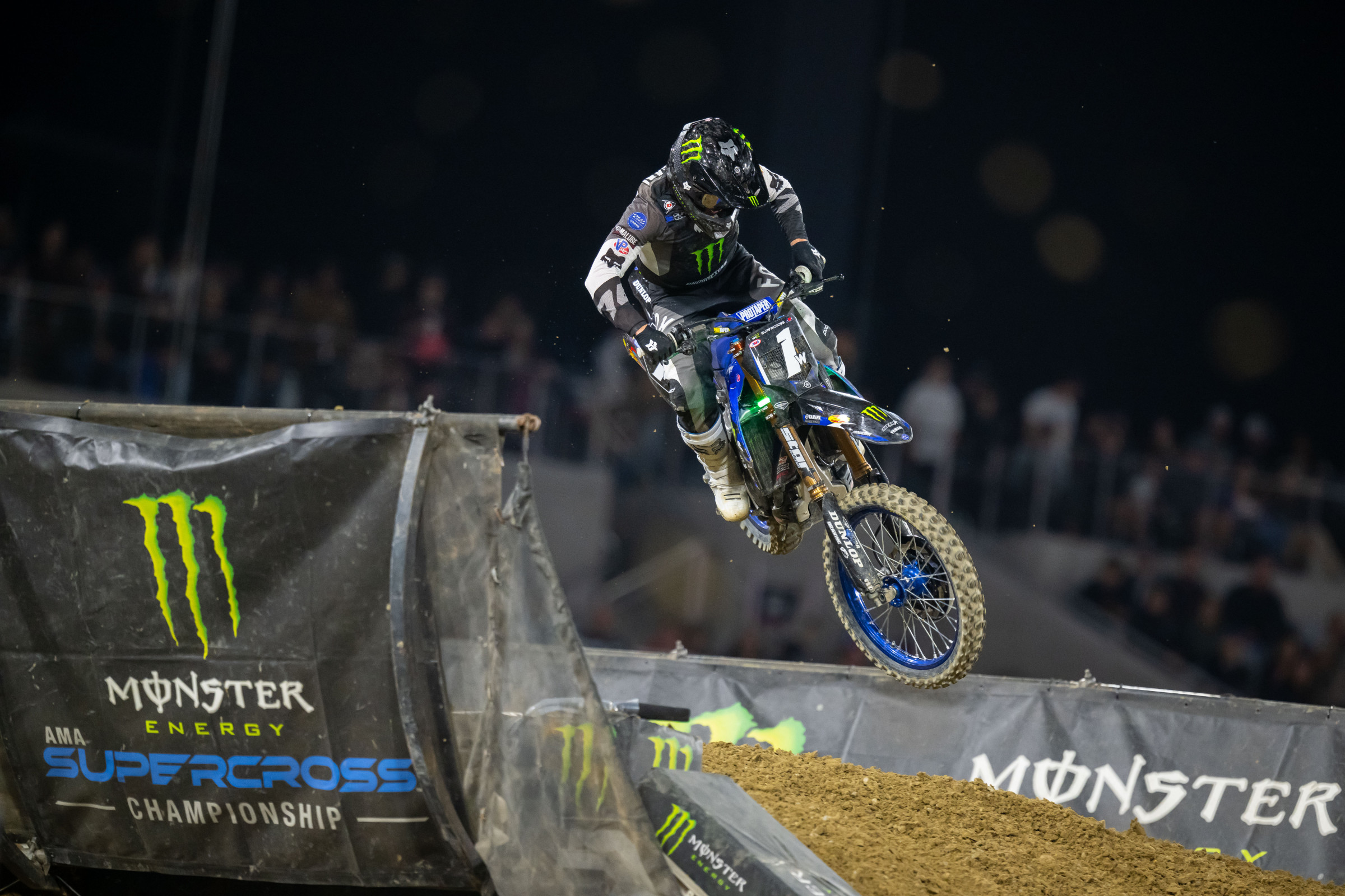 Haiden Deegan will hold the red plate going into round 3, as he holds a one point lead over Anstie.