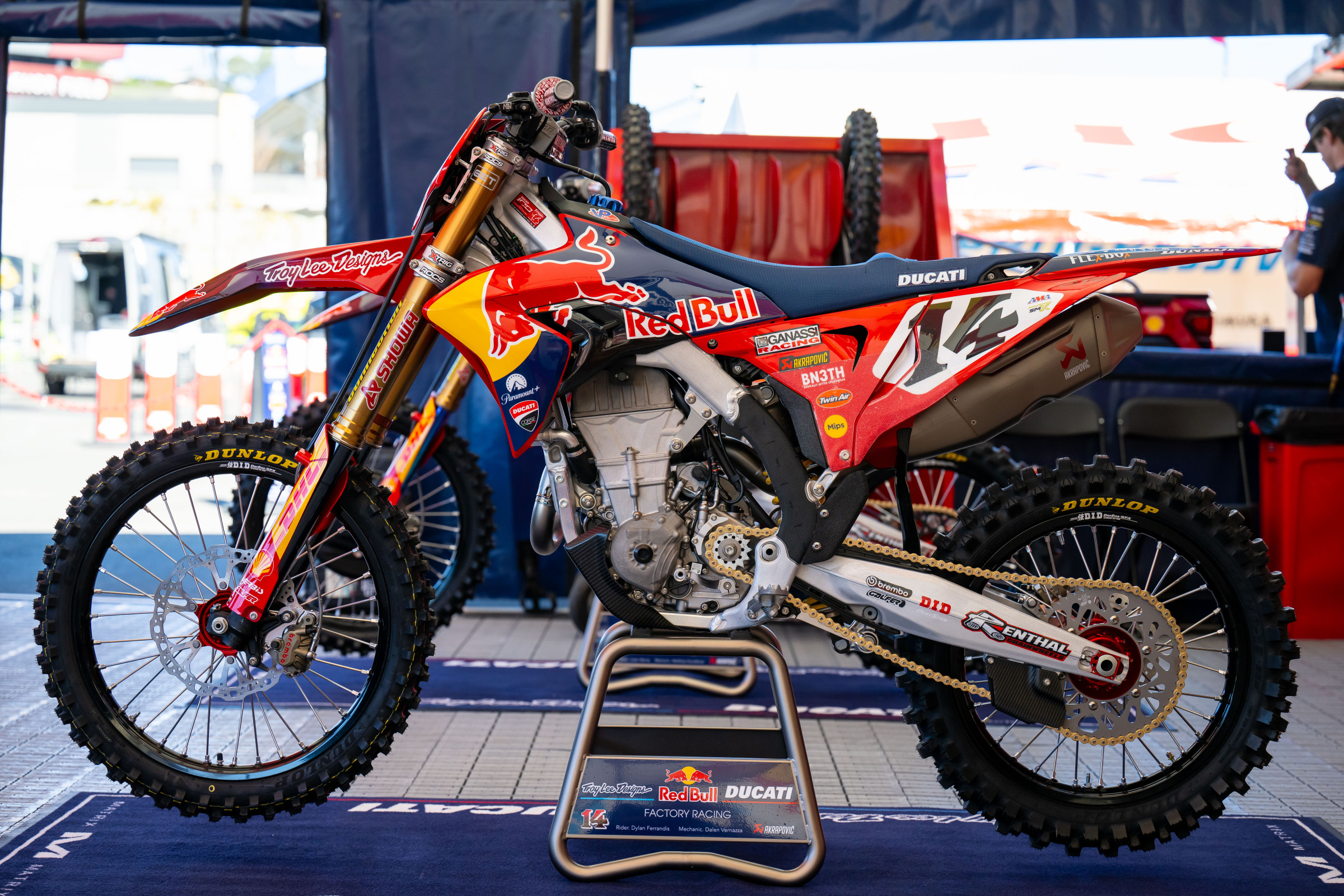The Troy Lee Designs Red Bull Ducati Factory Racing Team Ducati Desmo450 MX is one clean looking bike! And Dylan Ferrandis is happy with it so far in SX.