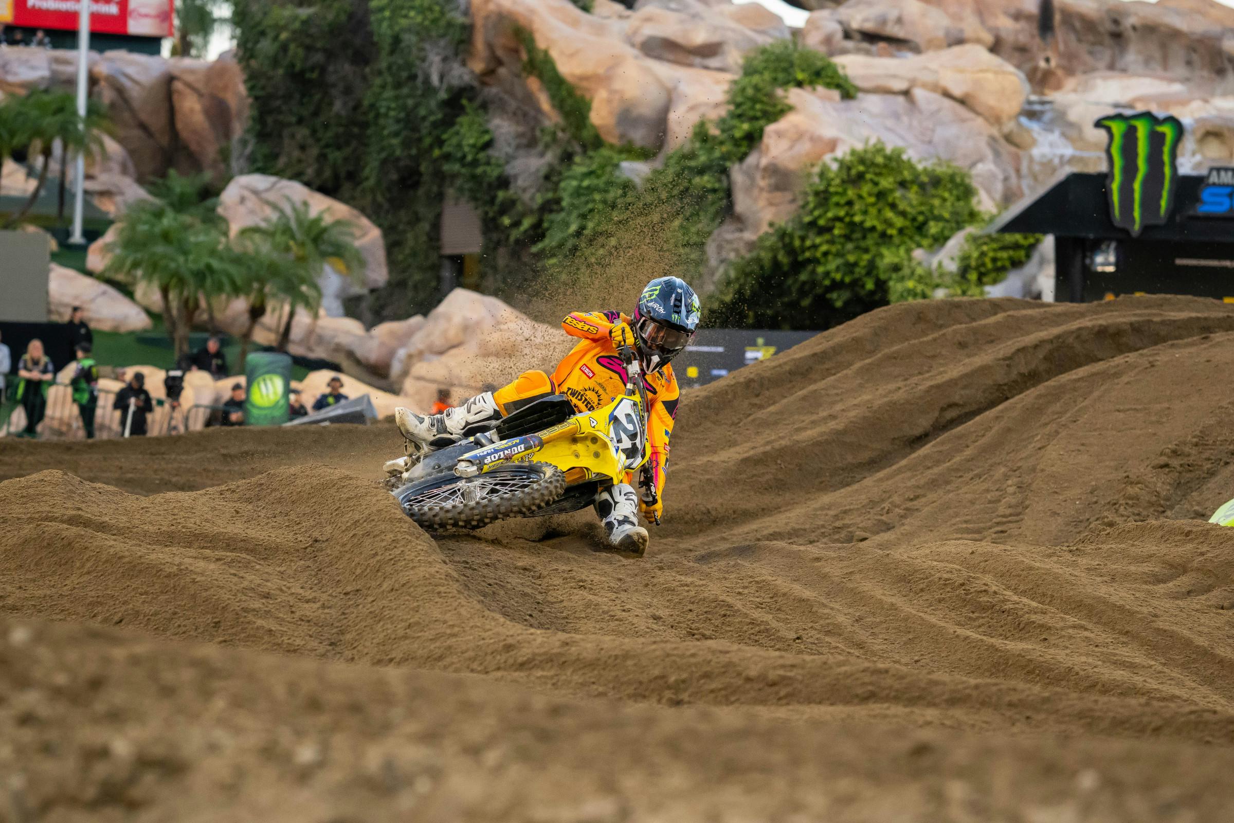 Jason Anderson taking the inside option in the sand section at A2.
