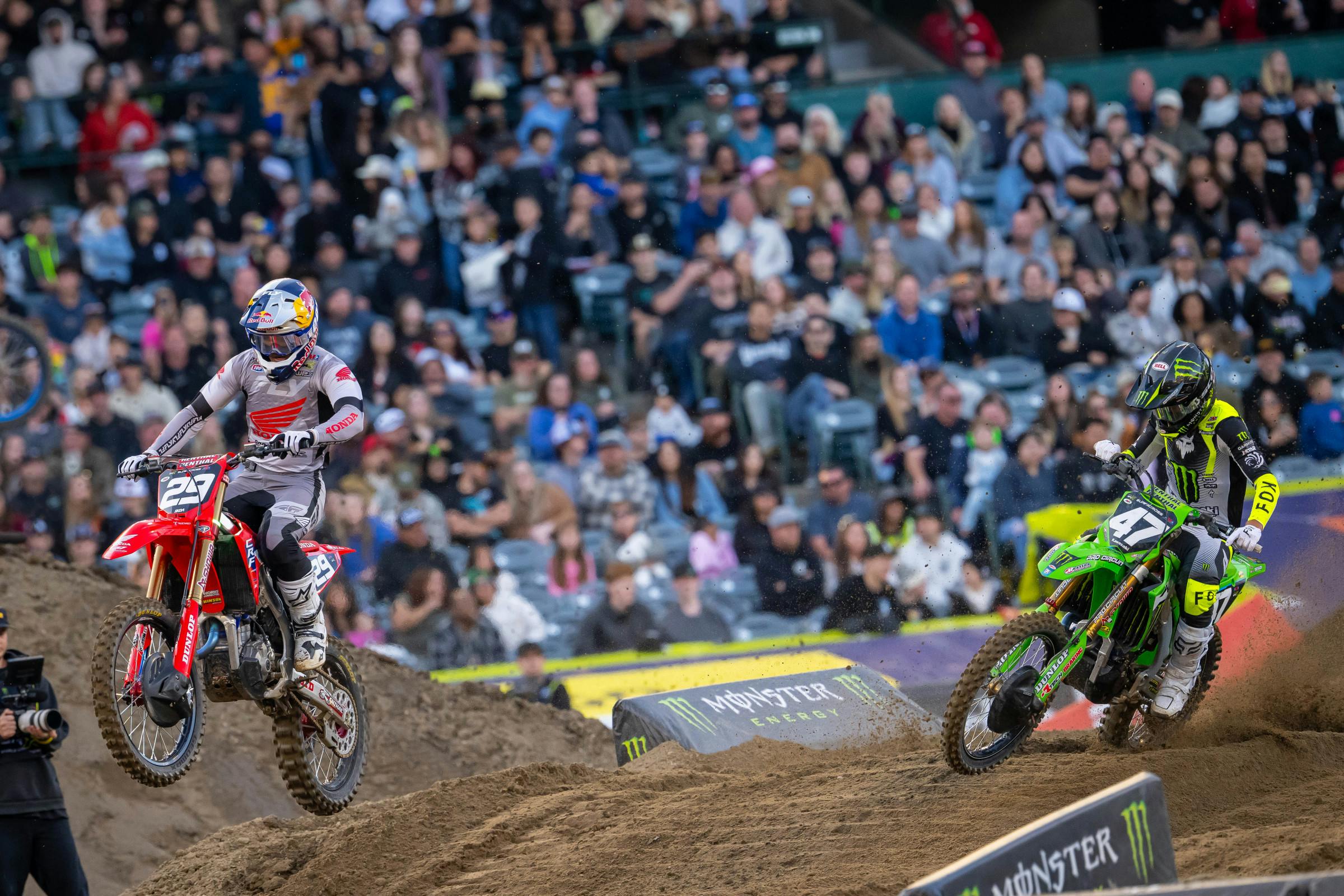 Chance Hymas and Levi Kitchen saw their 250SX West hopes go up in flames at Anaheim.