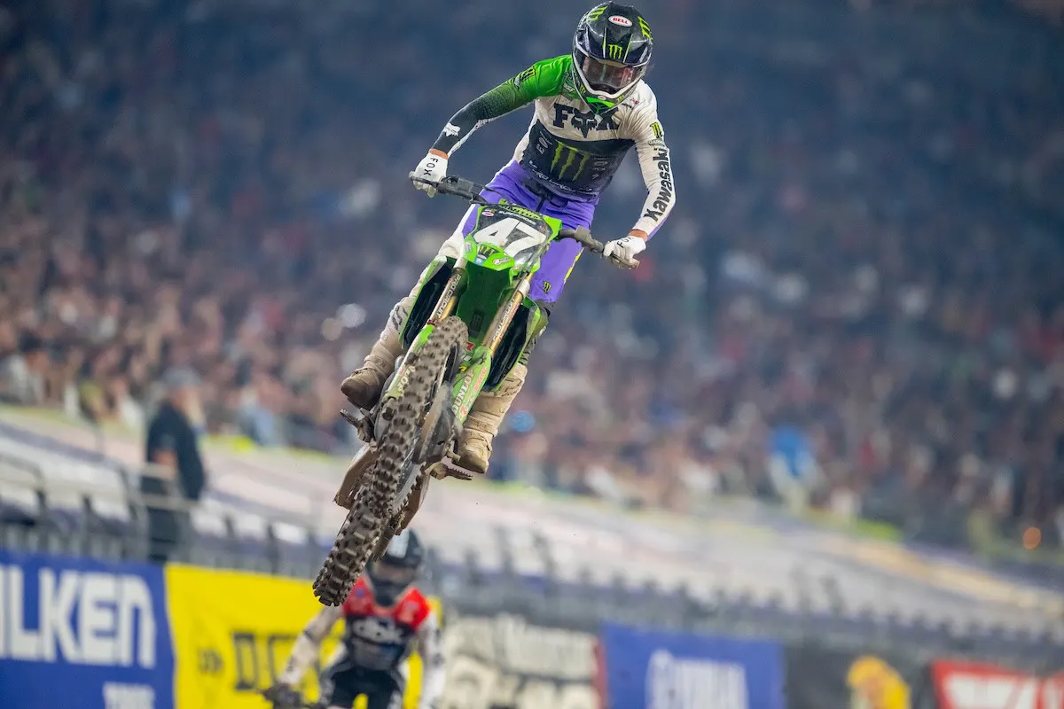Monster Energy Pro Circuit Kawasaki's Levi Kitchen impressed in a runner-up effort that saw him pass 17 riders in a climb from 19th to second.
