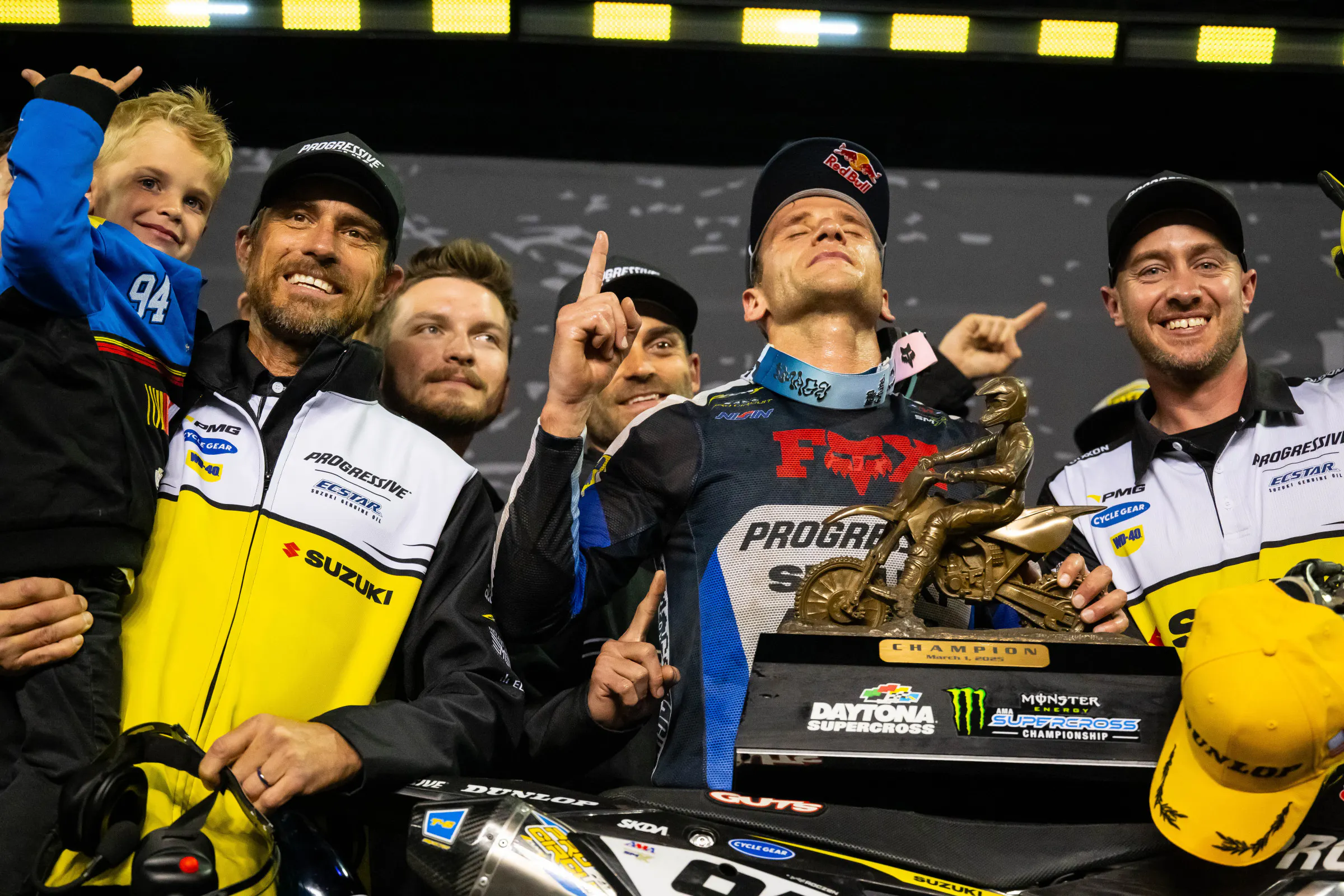 Larry Brooks and Ken Roczen after winning Daytona in 2025.&nbsp;