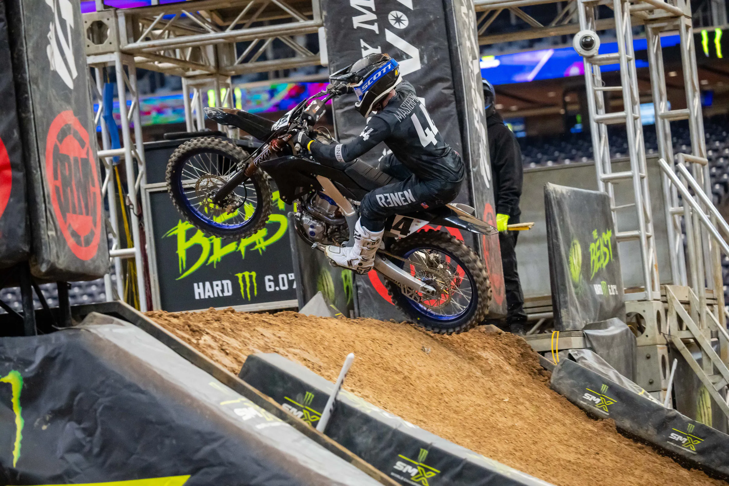 Masterpool's all-black Yamaha YZ450F at the Houston SX, his first supercross race of the season.