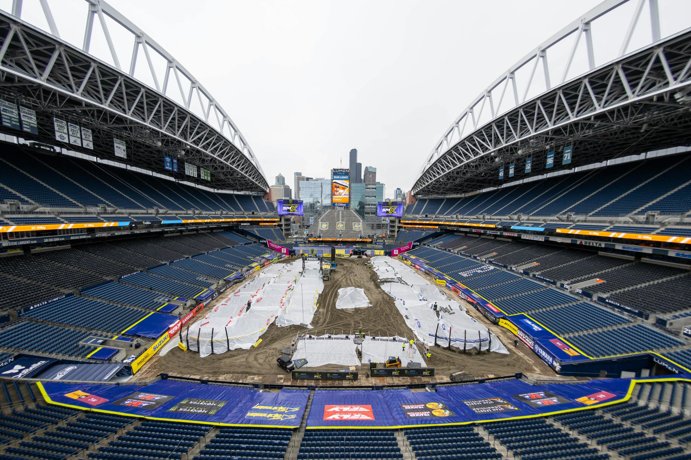 The track at Lumen Field was built and covered.
