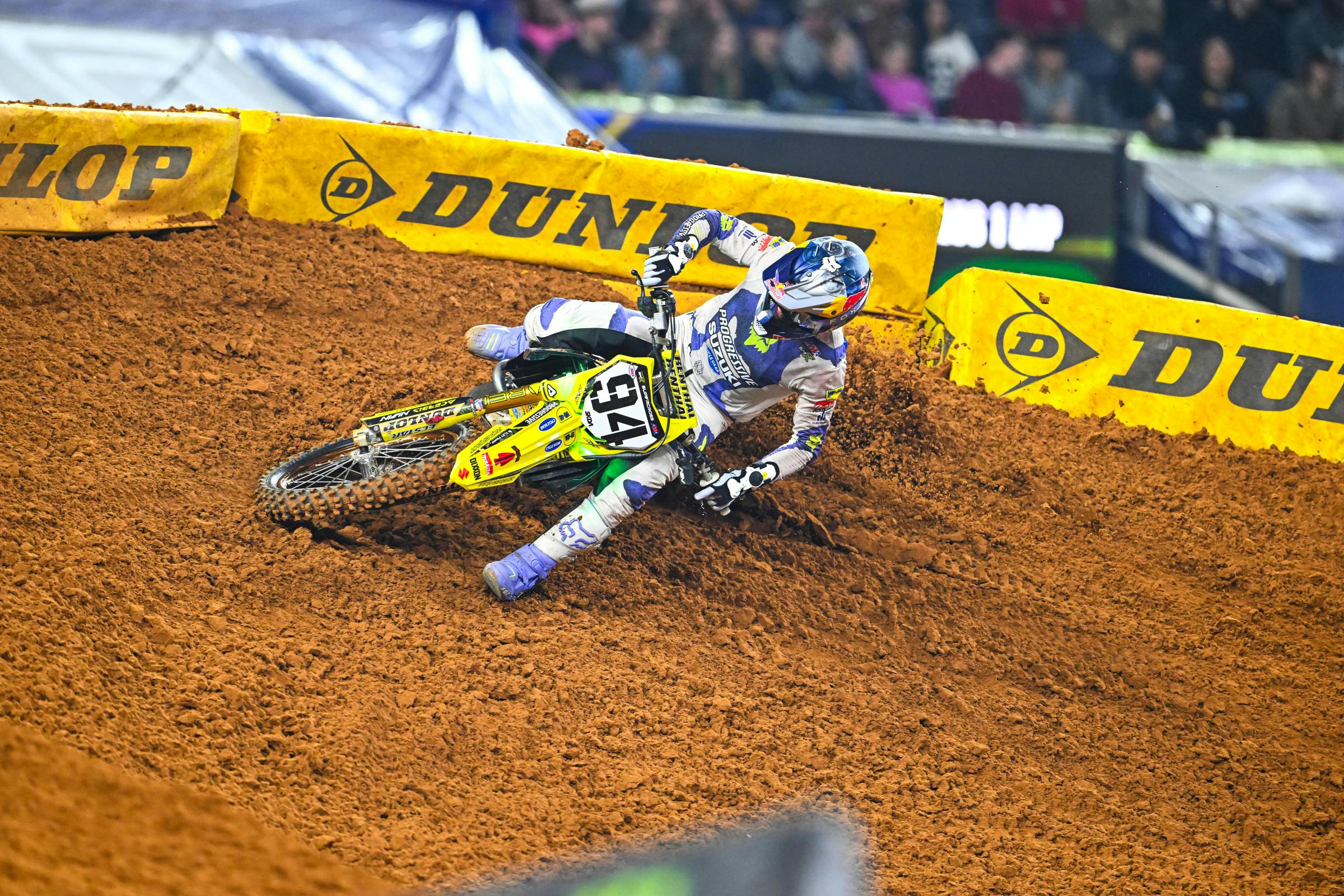 Ken Roczen wins the first 450SX heat race win of the night.