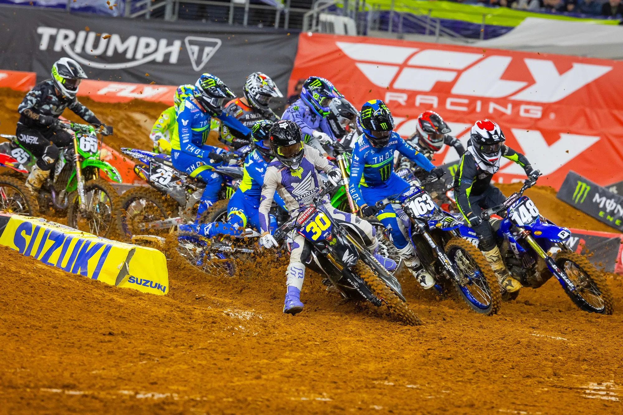 Jo Shimoda on the start of the 250SX main event.