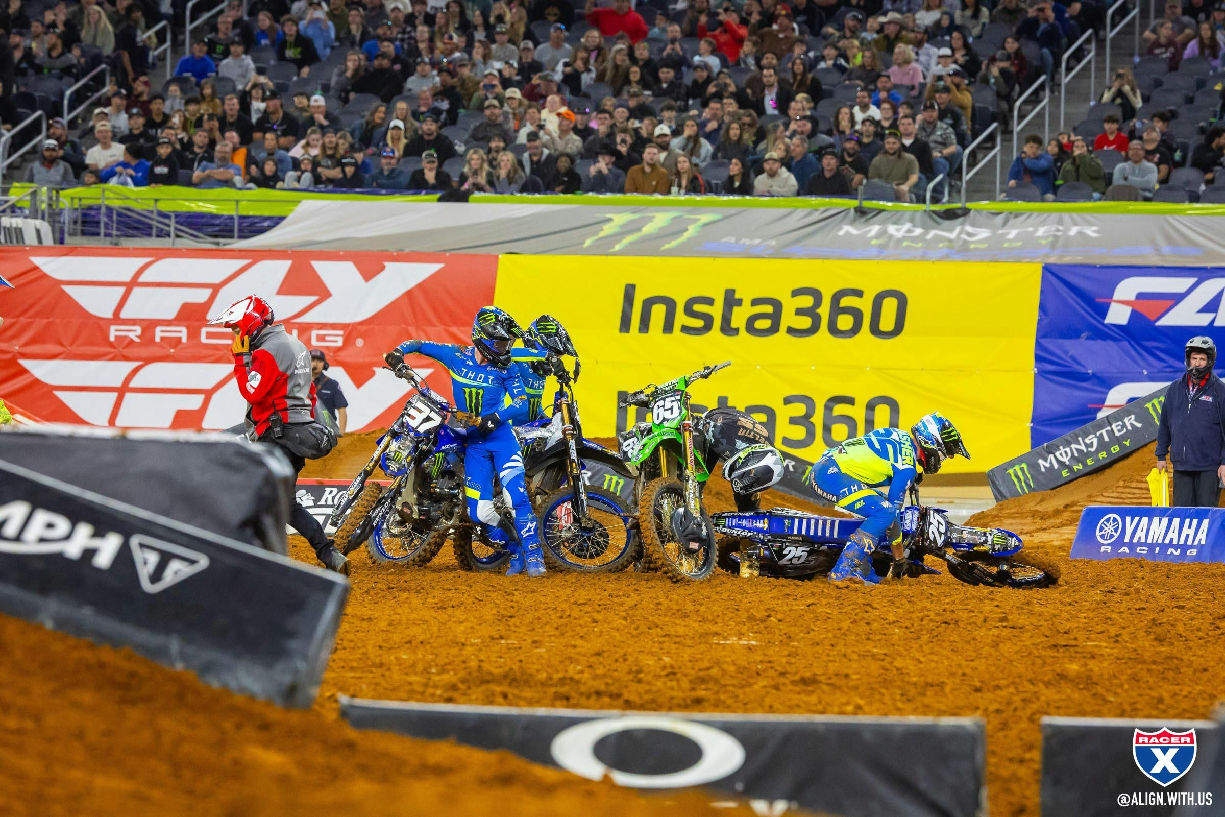 Tough Start to the main event for a handful of riders, who got collected in Davies' crash.