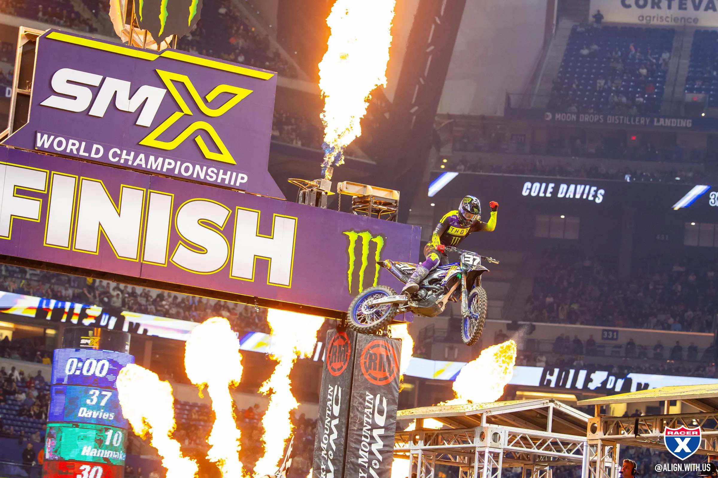 Cole Davies celebrates his win at Indy Supercross.