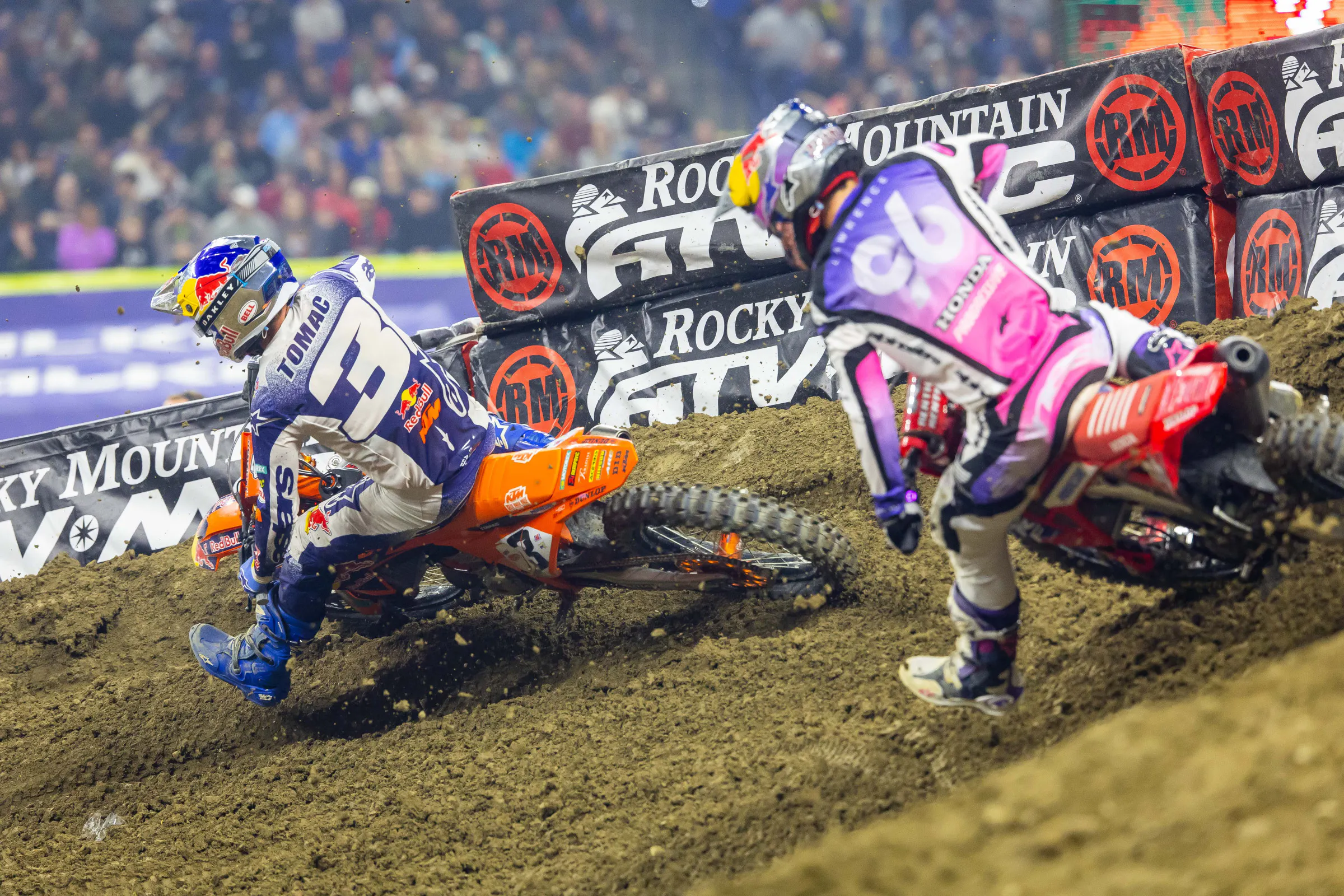 Eli Tomac and Hunter Lawrence at Indy Supercross.