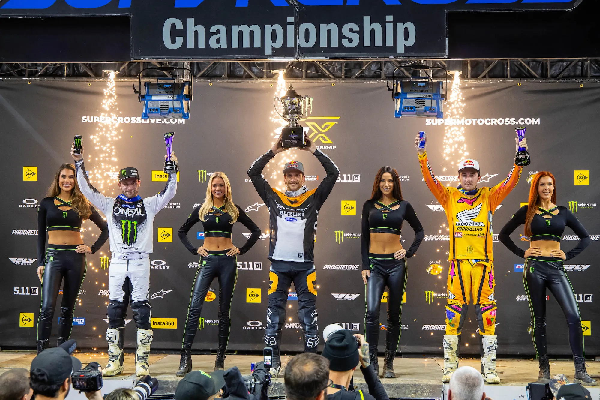 450SMX Class Podium (left to right): Justin Cooper, Ken Roczen, and Hunter Lawrence