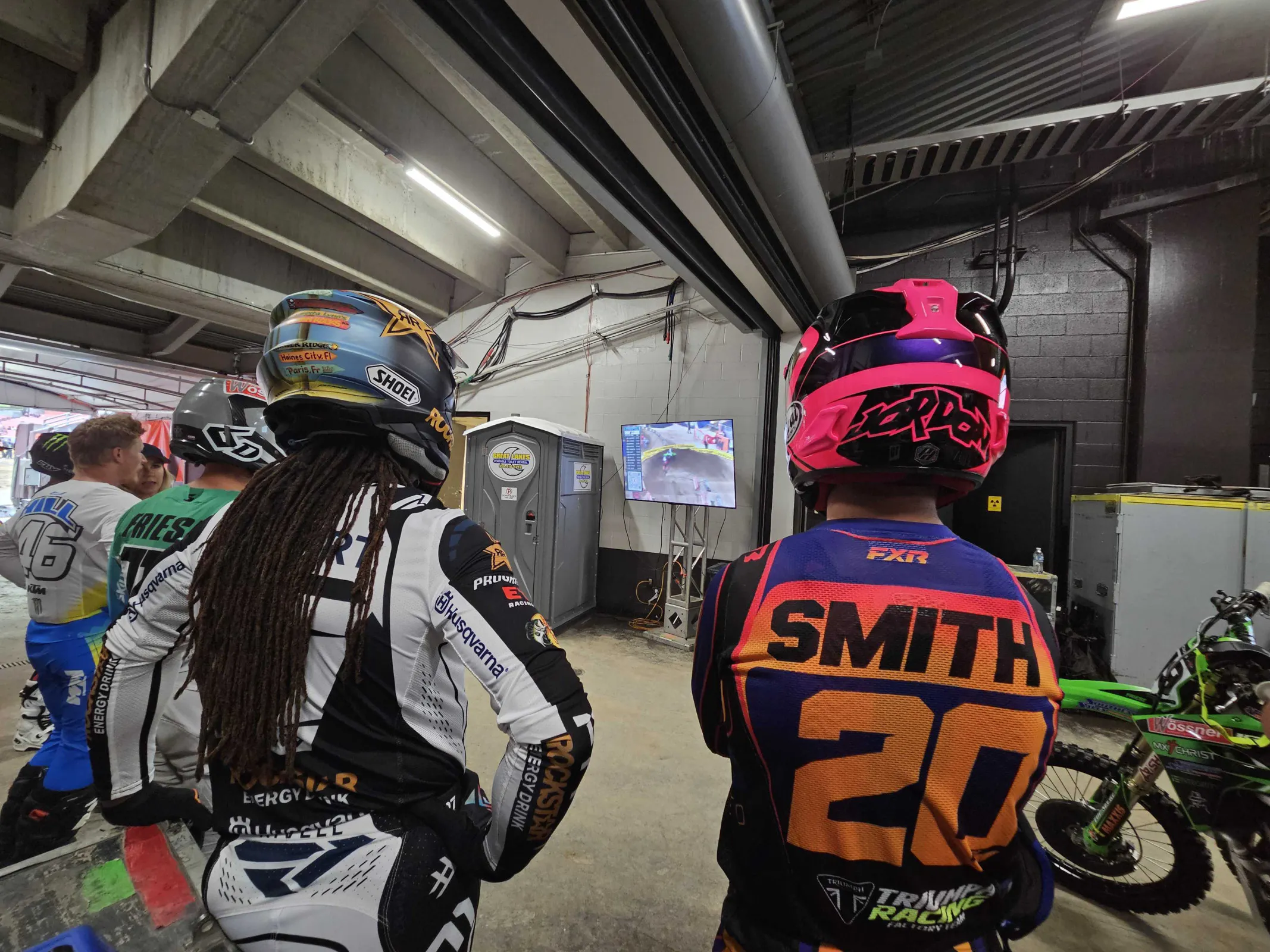 The 450SX field was locked into the TV in the tunnel that was showing the Race Day Live qualifying broadcast.